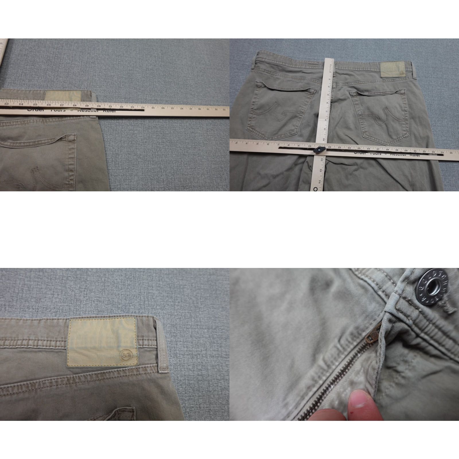 Vintage AG Adriano Goldschmied The Graduate Pants Mens 38x32 Beige Khaki Tapered Leg Slim Flat Front 5-Pocket Design Casual Denim Size US 38 / EU 54 - 8 Thumbnail
