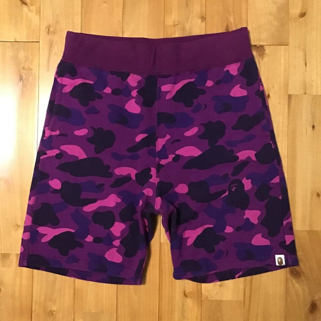 BAPE Purple camo sweat shorts a bathing ape ☆size L