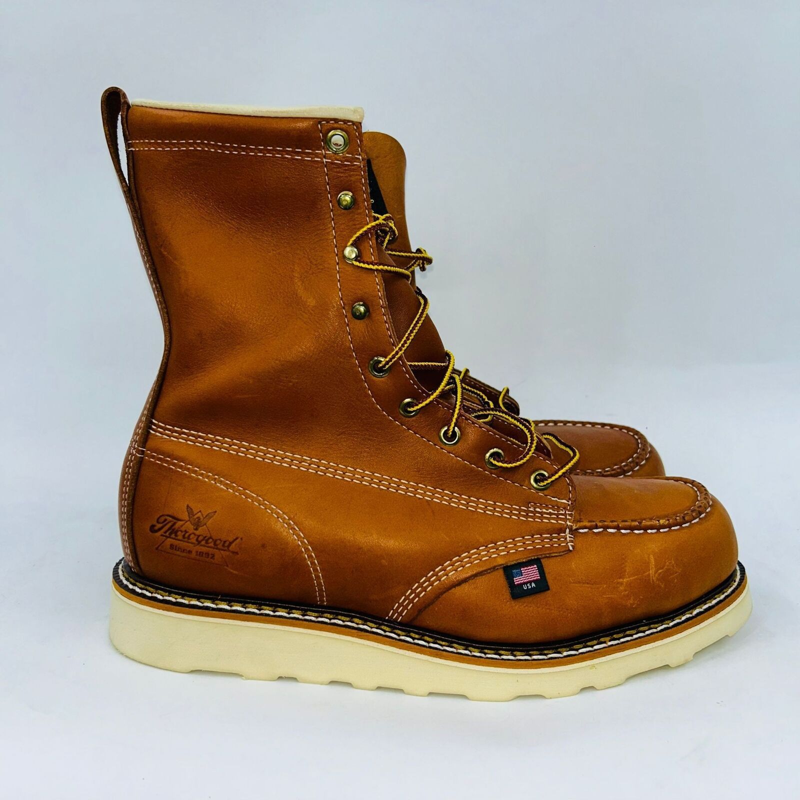 THOROGOOD MEN'S 8″ WEDGE MOC SAFETY TOE BOOTS SIZE 11EE