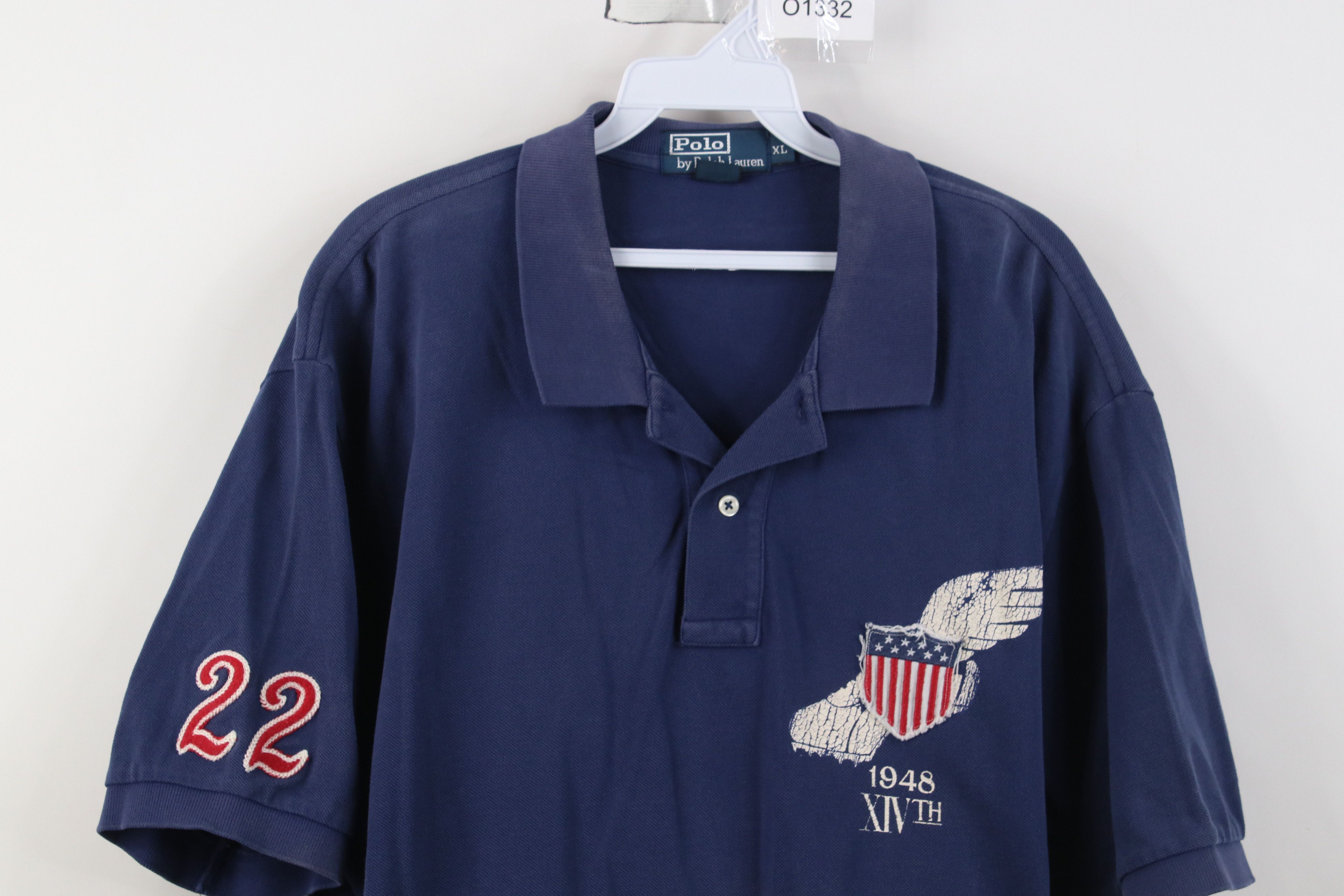 Polo Ralph Lauren Vintage 90s Y2K Ralph Lauren Track Shoe USA Crest Polo Size US XL / EU 56 / 4 - 2 Thumbnail