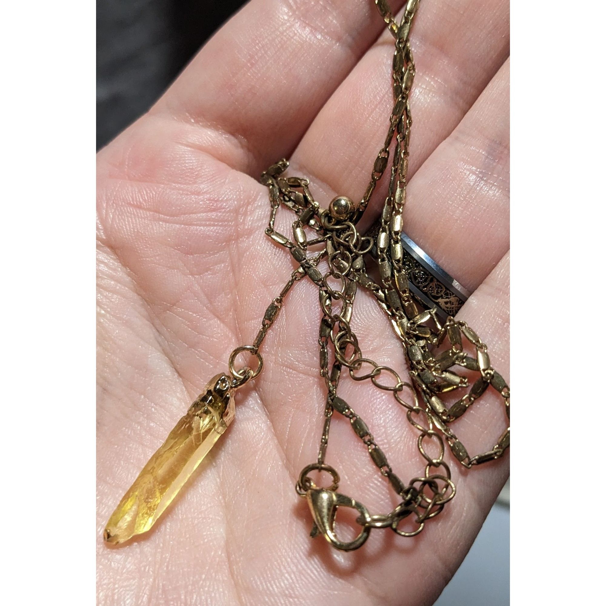 Other Yellow Crystal Pendant Gold Lariat Necklace Size ONE SIZE - 9 Thumbnail