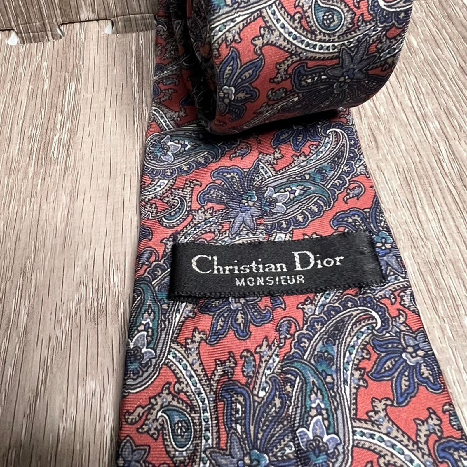 Dior Christian Dior Monsieur Vintage Silk Tie Red Blue Paisley Size ONE SIZE - 3 Thumbnail