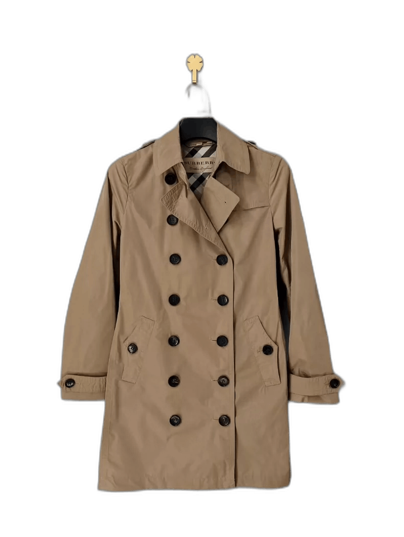 Burberry Double-Breasted Khaki Trench Coat-yf