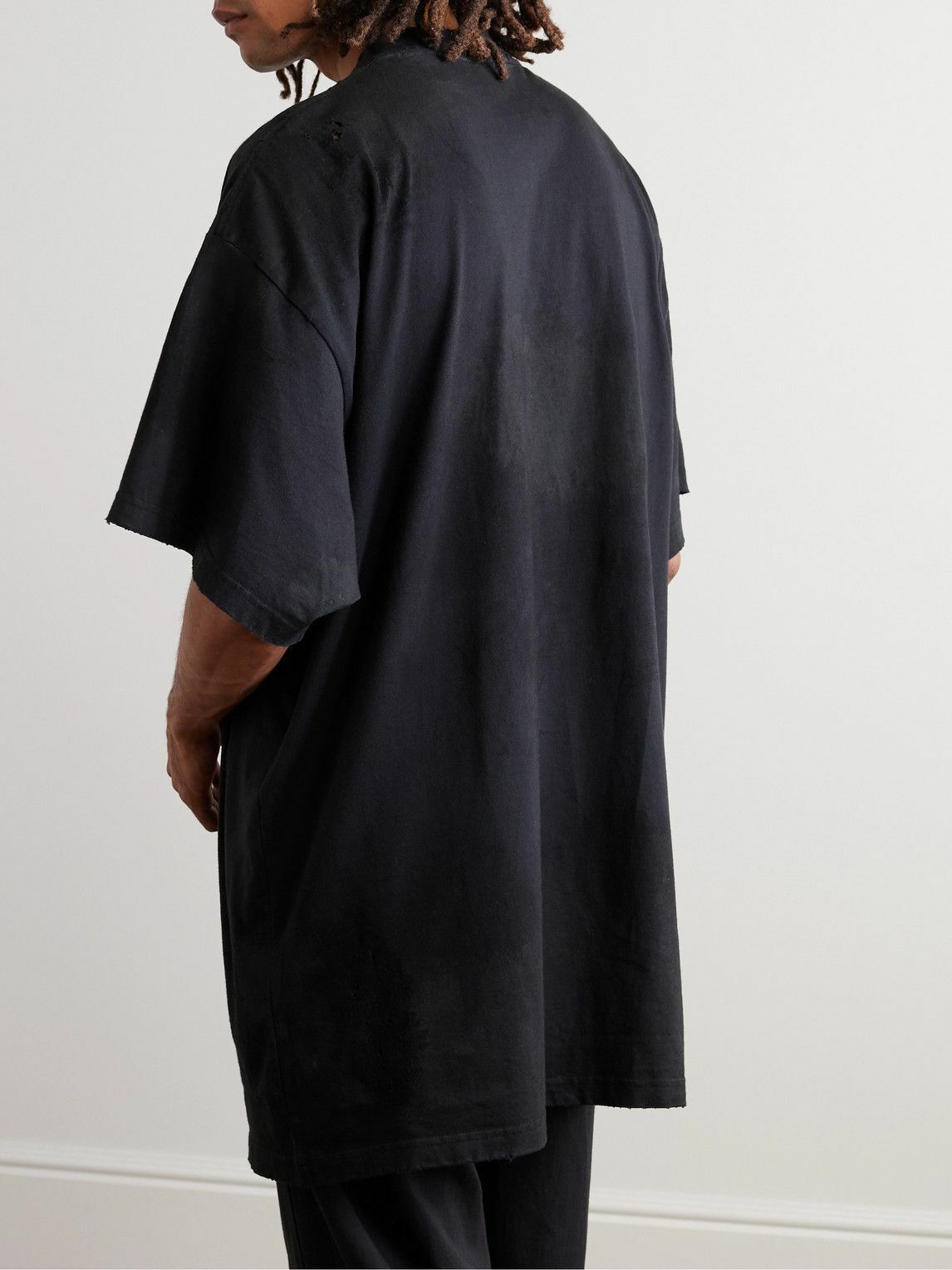 Balenciaga Black Distressed Skater Logo Oversized T-Shirt Size XS / US 0-2 / IT 36-38 - 5 Thumbnail