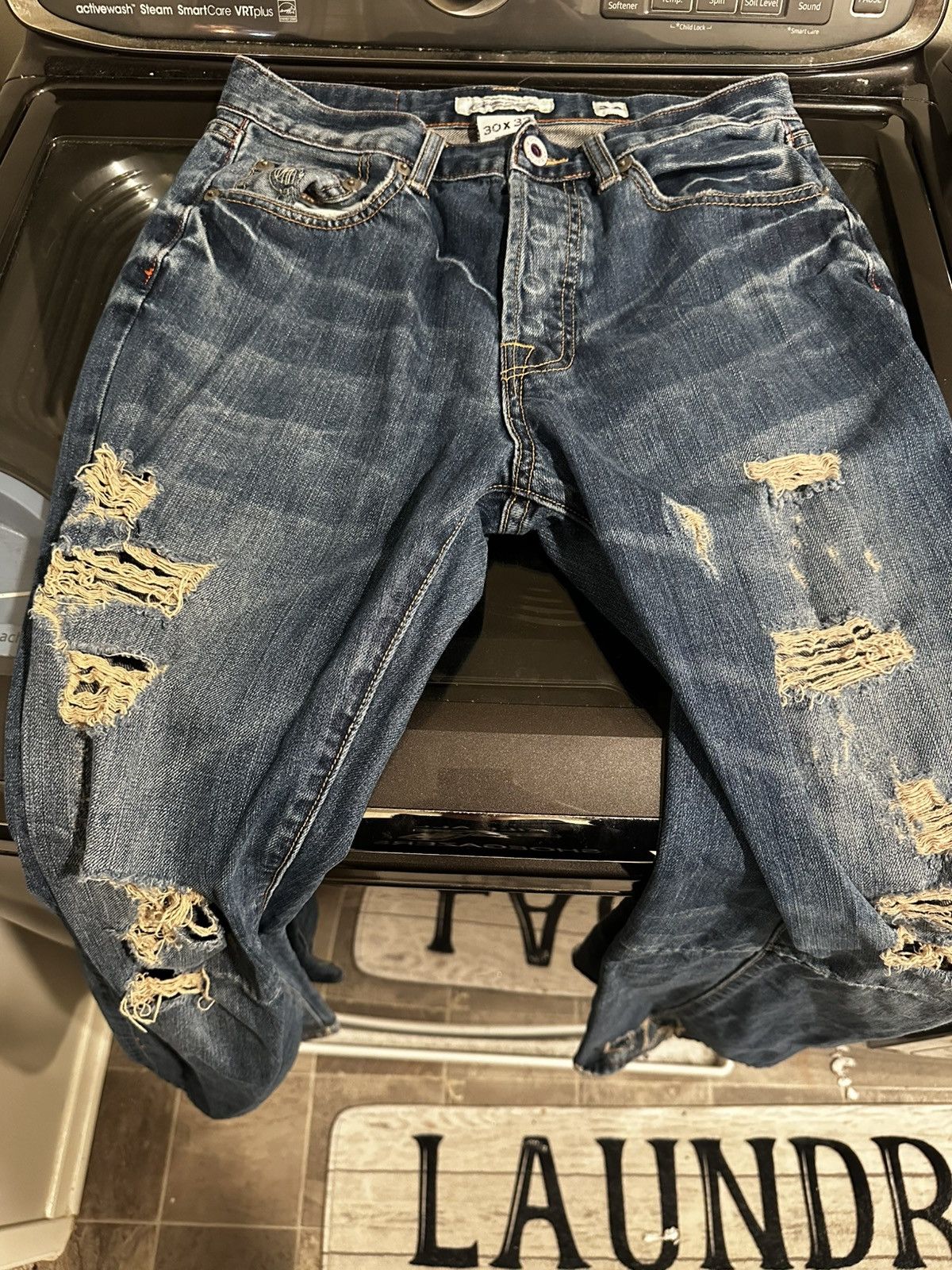 Christian Audigier × Ed Hardy Y2K DISTRESSED CHRISTIAN AUDIGIER JEANS Size US 30 / EU 46 - 1 Thumbnail