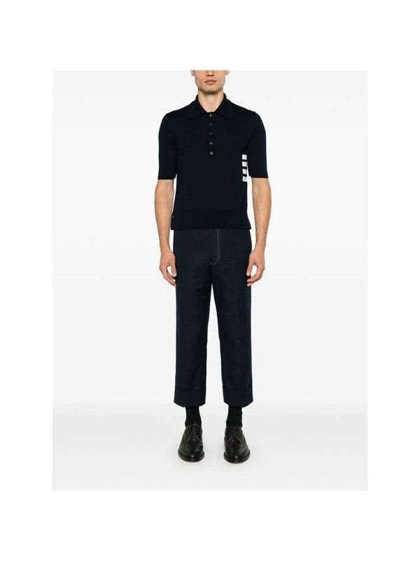 Thom Browne o1s22i1n1124 4-Bar knit Polo Shirt in Navy Blue Size US S / EU 44-46 / 1 - 4 Thumbnail