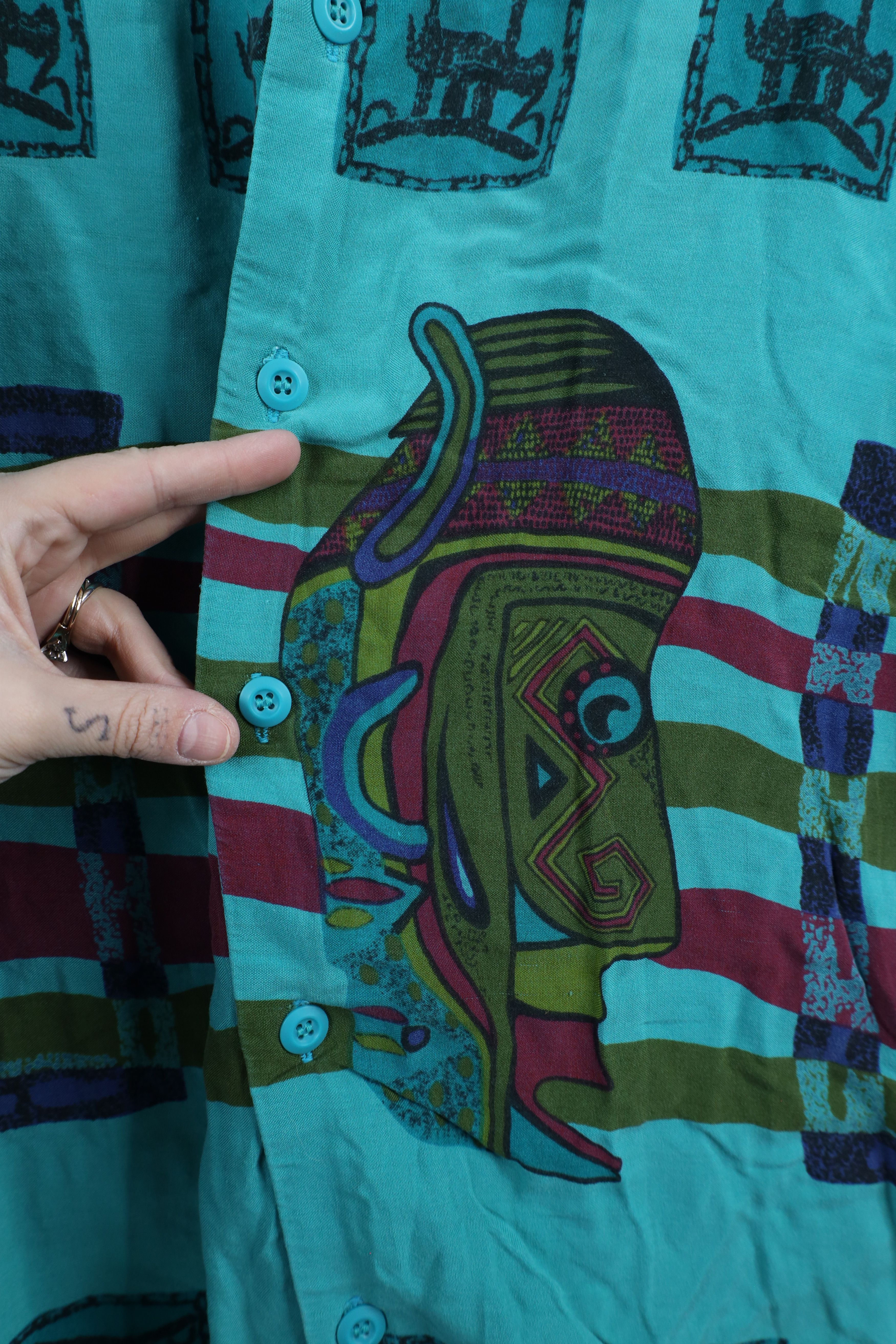 Vintage Vintage 90s Streetwear Collar Tribal Cave Art Button Shirt Size US M / EU 48-50 / 2 - 5 Thumbnail