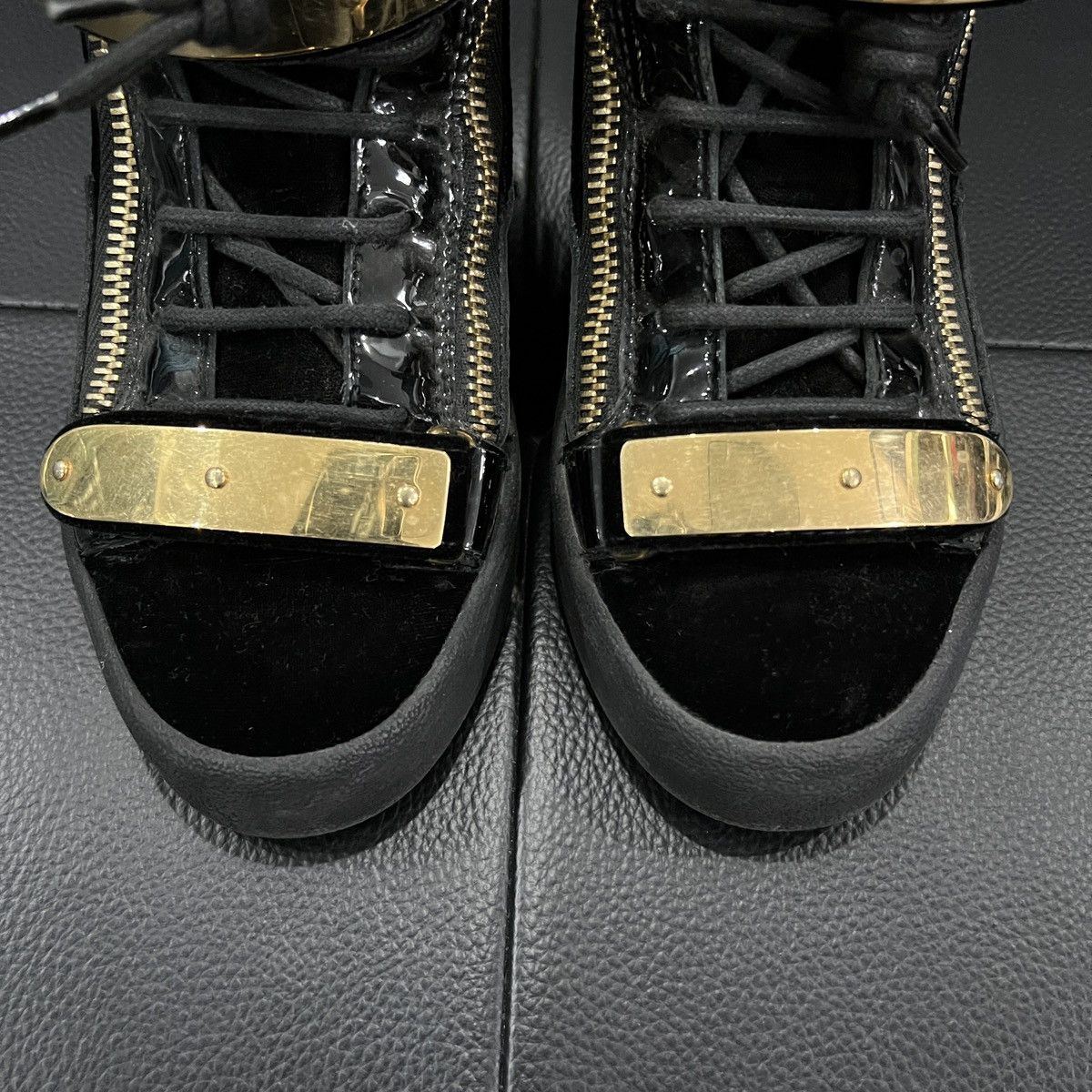 Giuseppe Zanotti Giuseppe Zanotti GZ Double Buckle Patent Silk High Tops Size US 7 / IT 37 - 8 Thumbnail