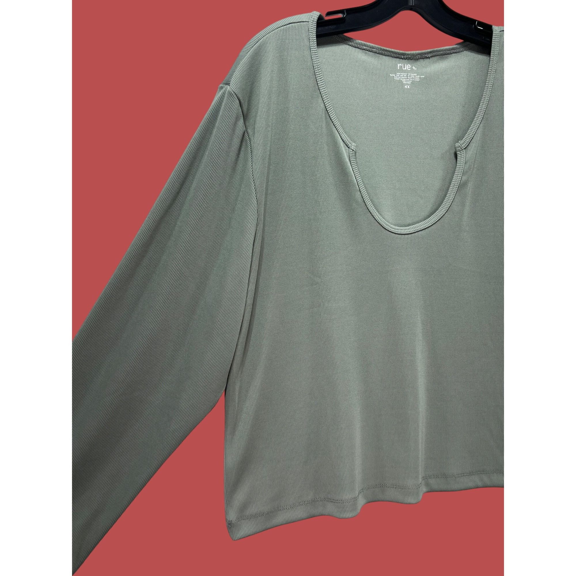 Other Rue + - Women's Long Sleeve Stretch Casual T-Shirt - Light G Size 4XL / US 24-26 - 11 Thumbnail