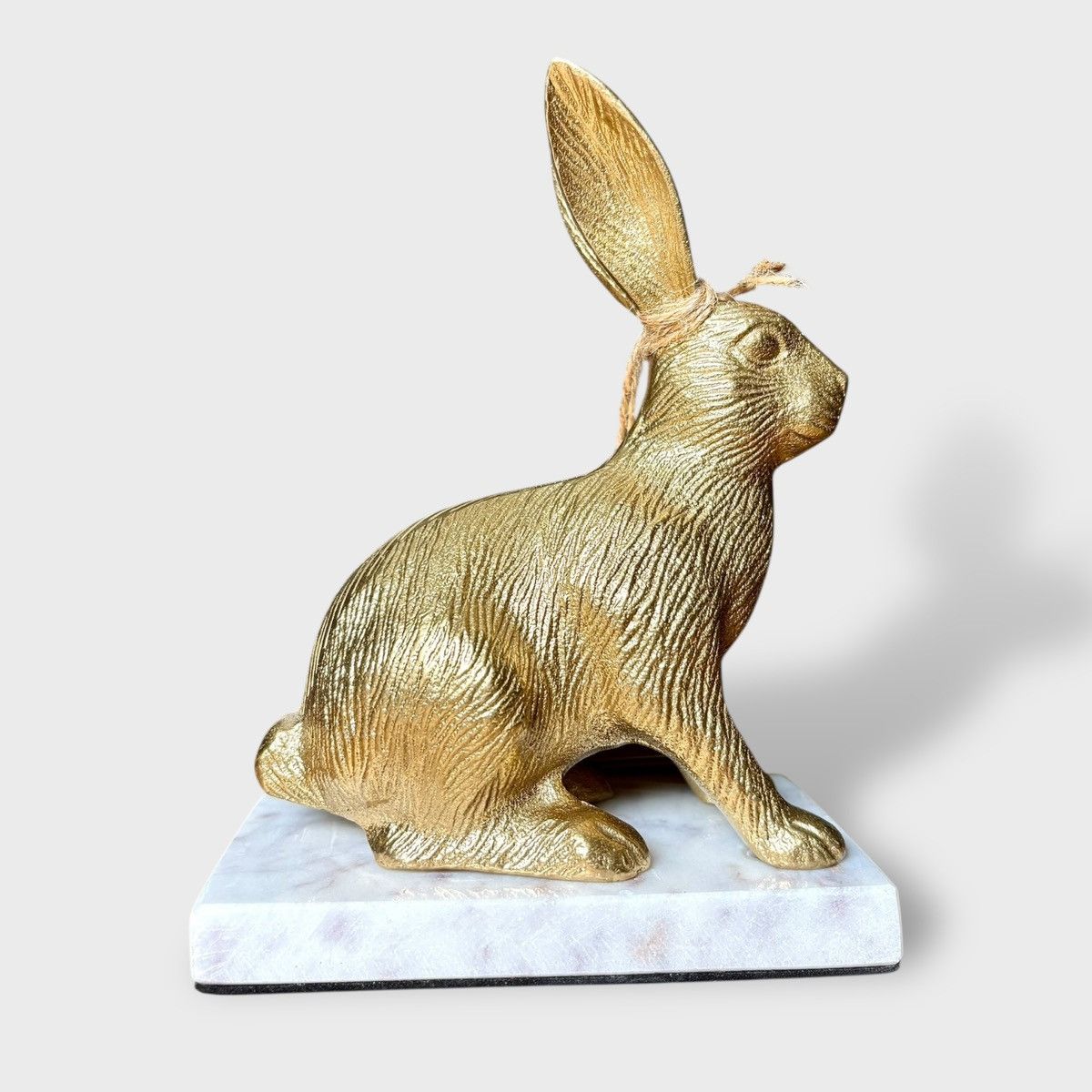 Handmade Well Dressed Home Metal Rabbit Sculpture with Marble Base Size ONE SIZE - 6 Thumbnail