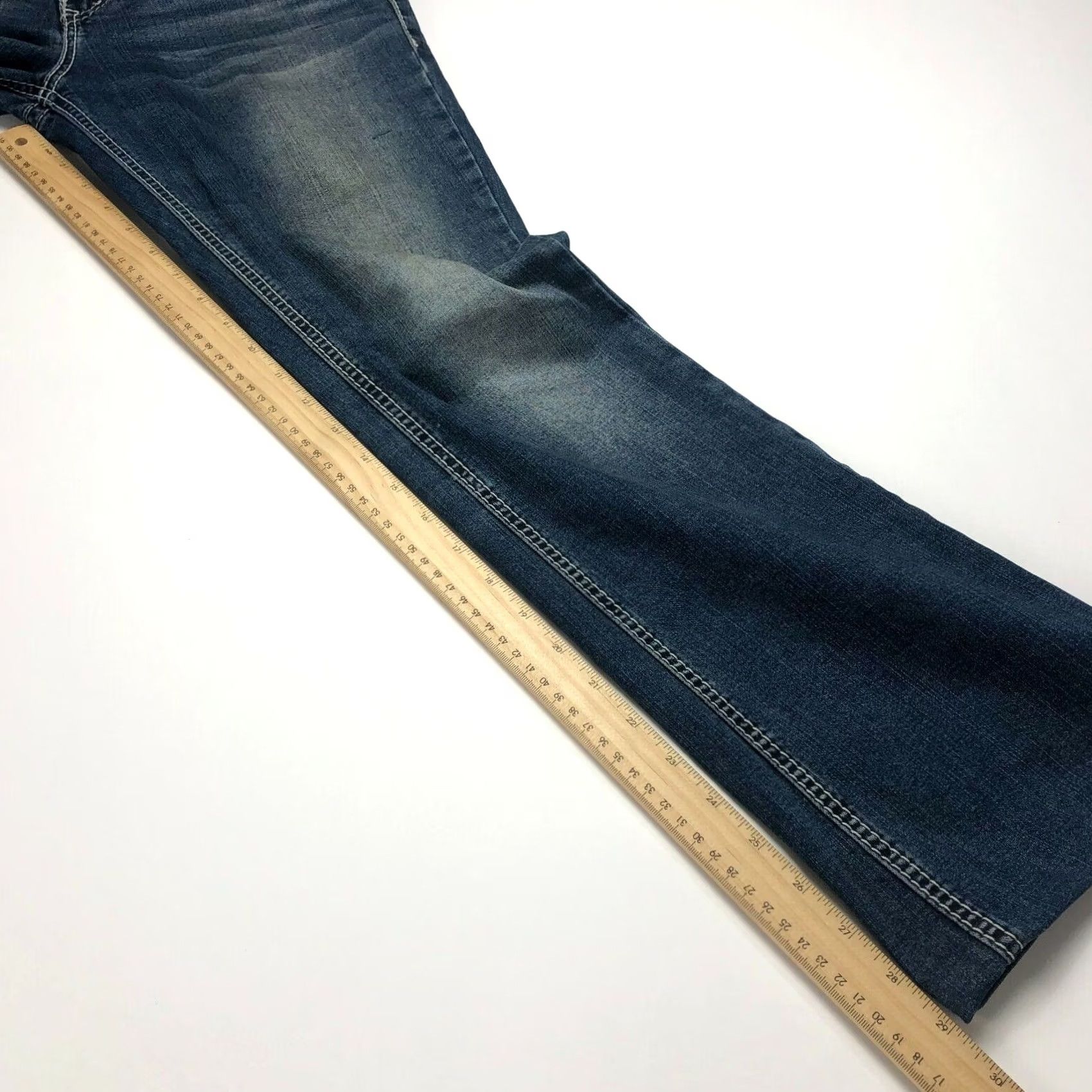 Vintage Silver Suki Mid Boot Jeans Womens 29 Stretch Denim Blue Bootcut Cotton Blend Regular Inseam 29" 29W 29L Activated 90s? Size 29" - 4 Thumbnail