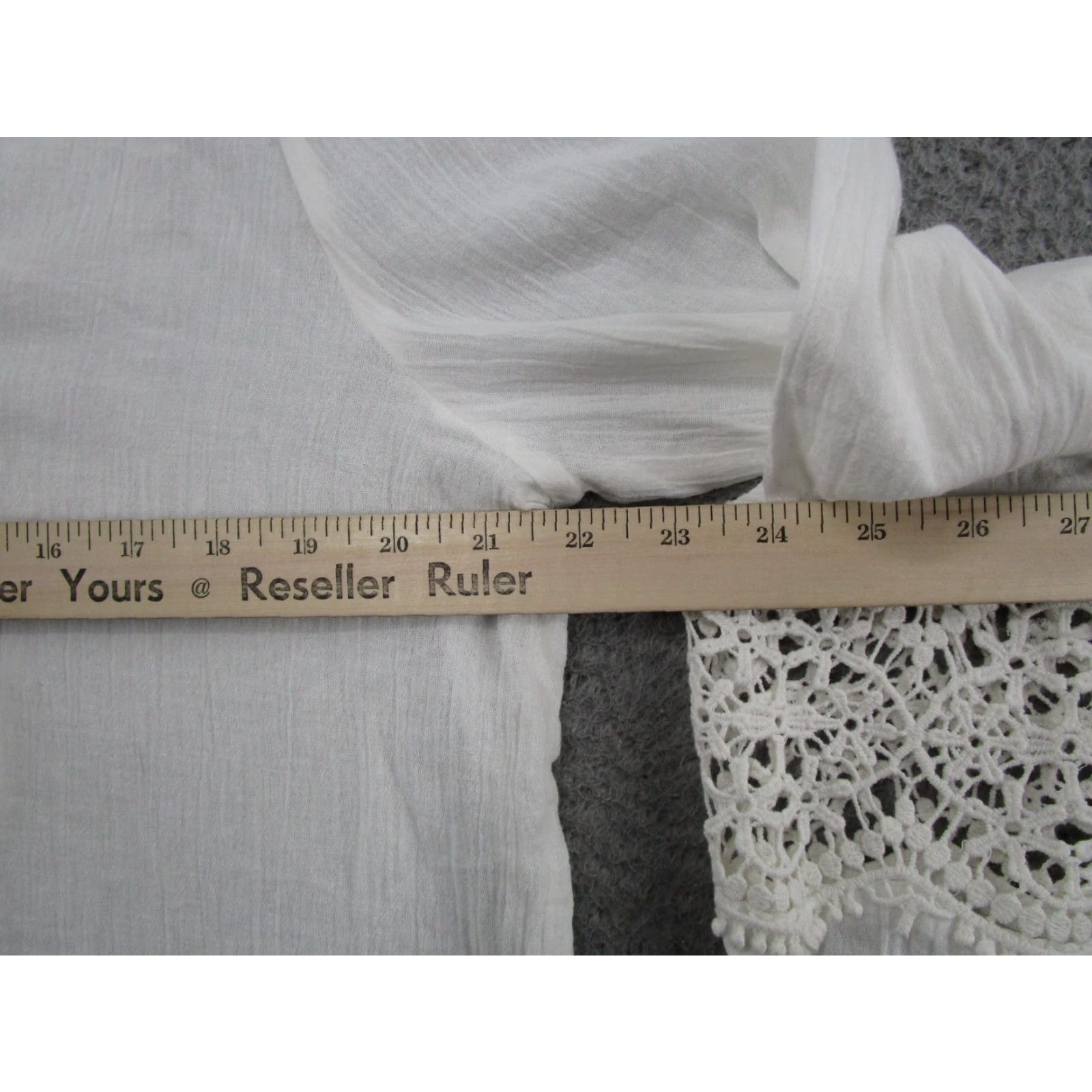 Lucky Brand Lucky Brand Womens V Neck Lace Sheer White Long Sleeve Blouse Top Size L NEW Size L / US 10 / IT 46 - 6 Thumbnail