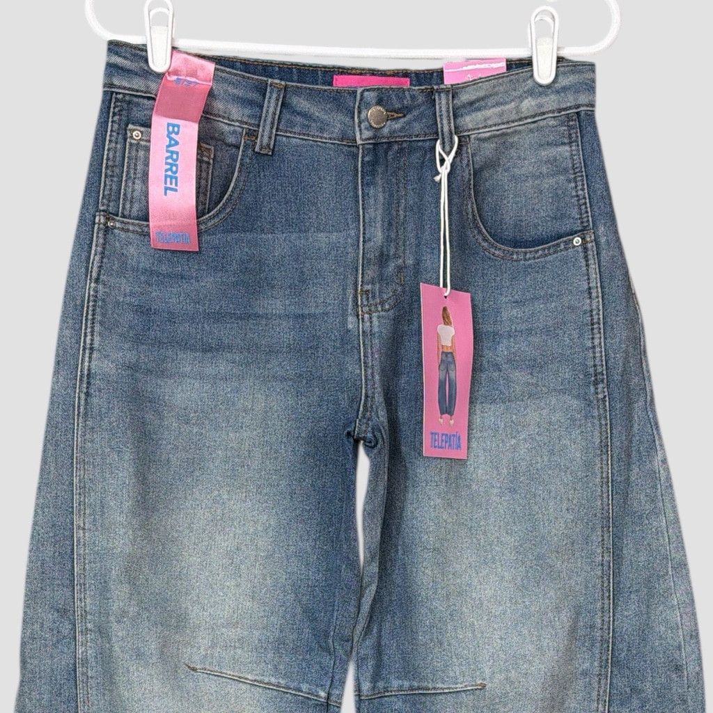 Other NWT Telepatia Wide Barrel Leg Jeans Sz 5/27 Y2K Low Rise Den Size 27" / US 4 / IT 40 - 2 Thumbnail