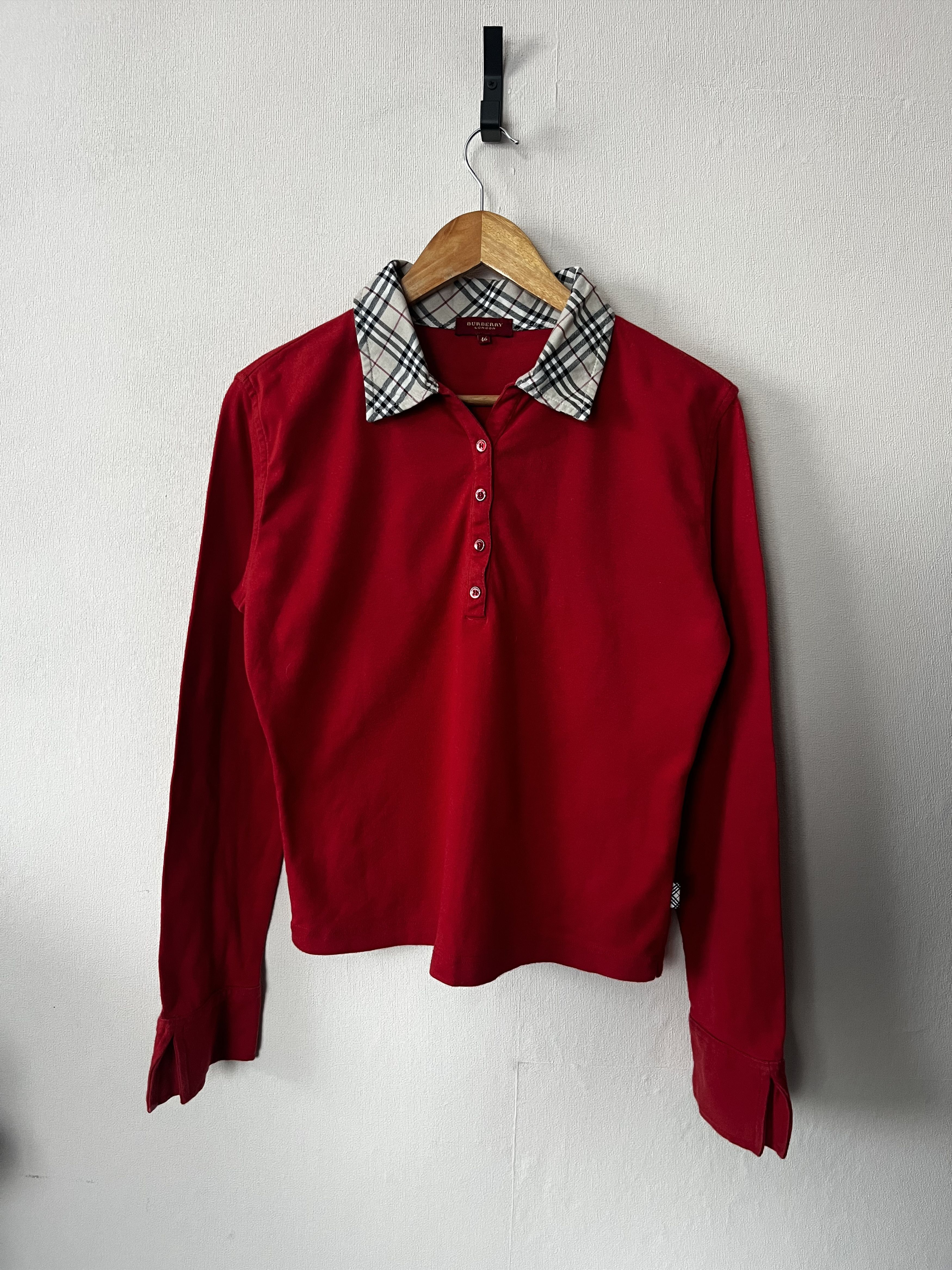 Burberry Burberry Nova Check Collared Polo Shirt Long Sleeve Size L / US 10 / IT 46 - 1 Thumbnail