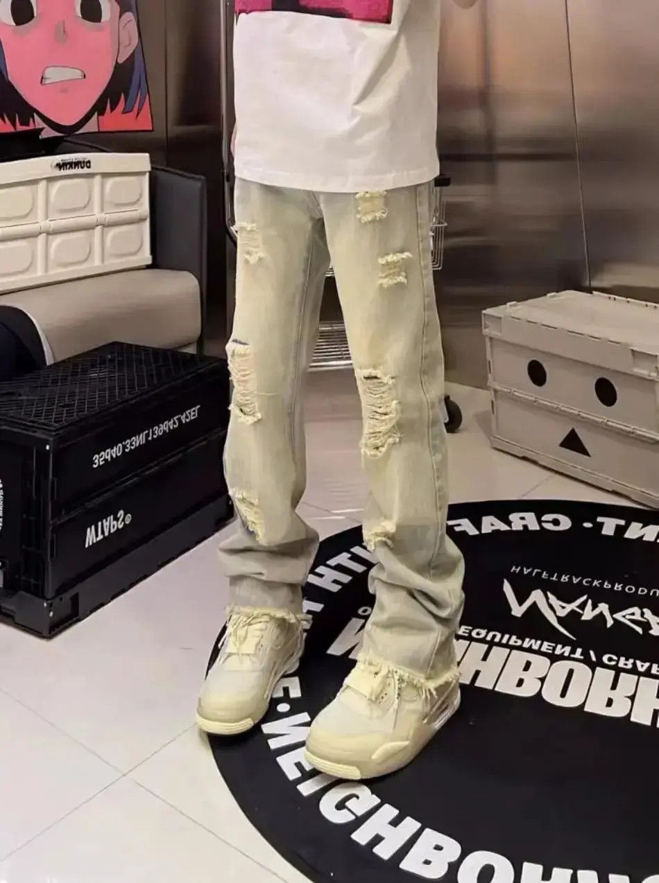 Japanese Brand Versatile straight leg distressed jeans Size US 32 / EU 48 - 2 Thumbnail