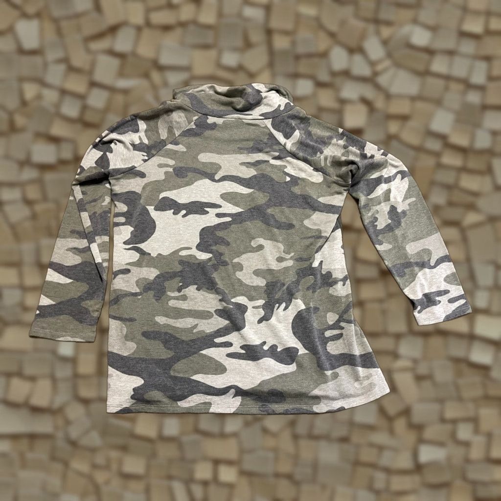 Vintage Cyrus Shirt, Womens, Turtleneck, Long Sleeve, Camouflage, Green Gray, Size L, Casual, Fall Spring Summer, Regular, Pullover, Vintage No, 0 Size L / US 10 / IT 46 - 1 Thumbnail