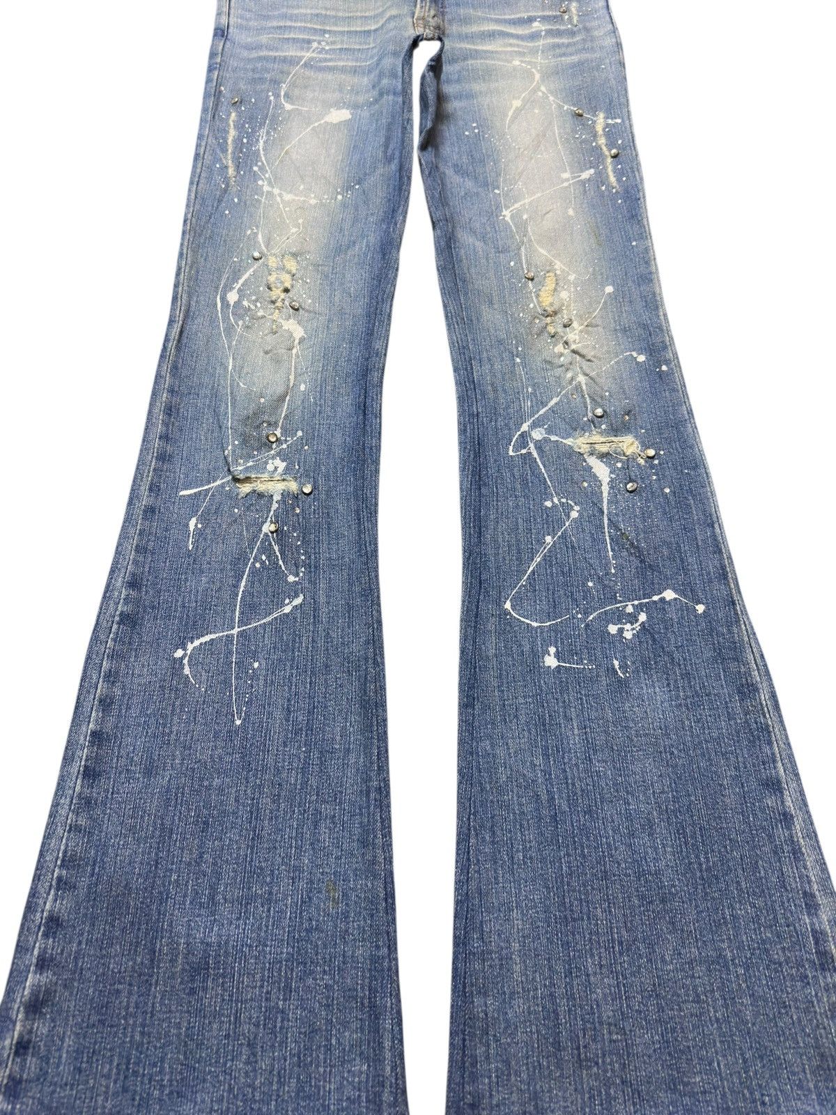 Le Grande Bleu (L.G.B.) Vintage Anion Flare Faded paint Spaltter Blinker Denim Size US 30 / EU 46 - 3 Thumbnail