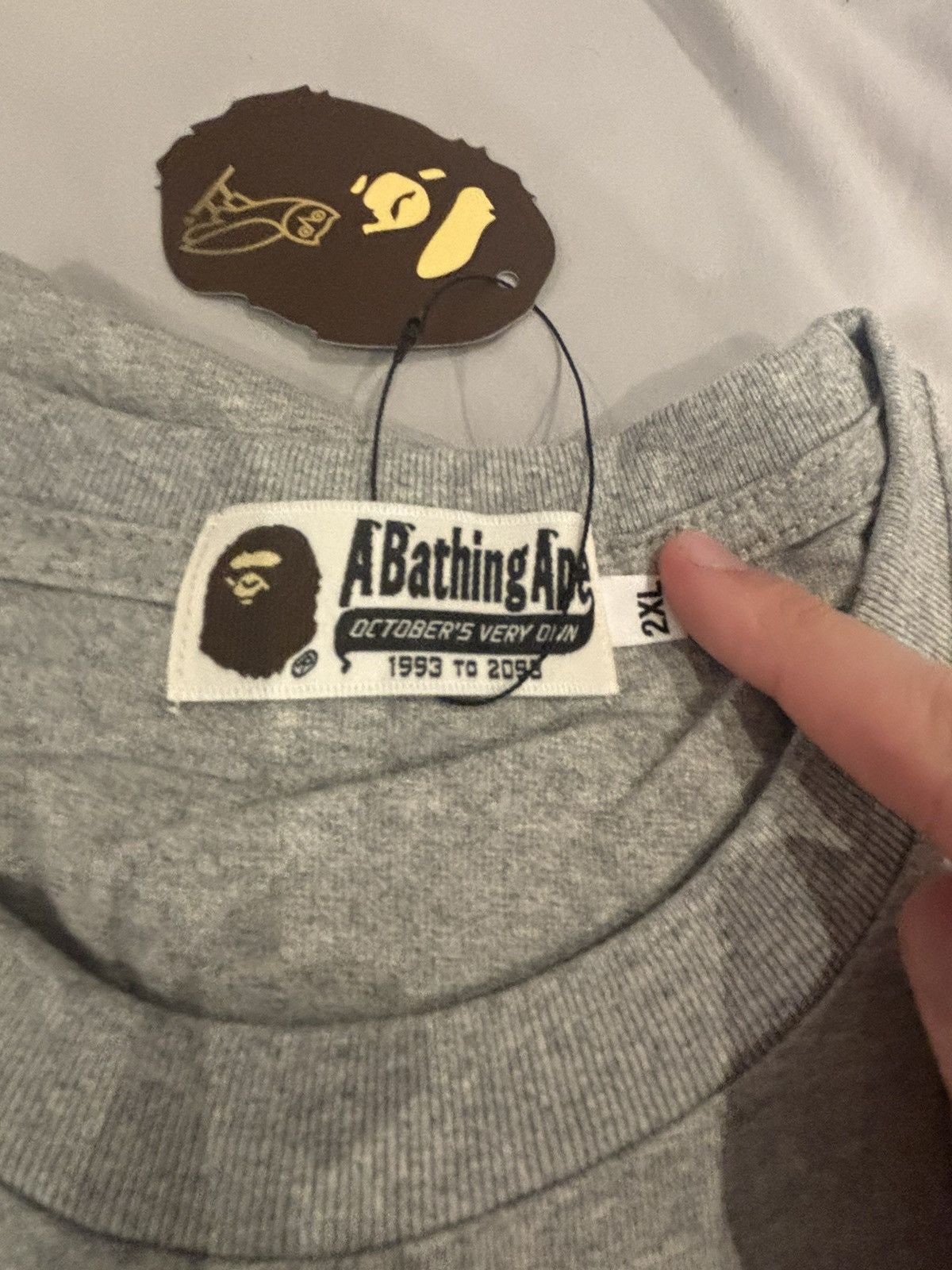 Bape × October's Very Own OVO X BAPE XXL GREY T SHIRT Size US XXL / EU 58 / 5 - 3 Thumbnail