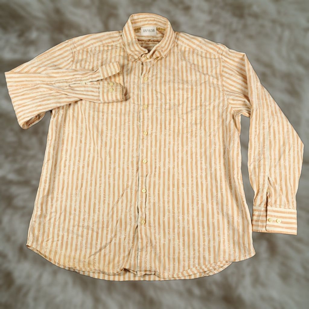 Tommy Bahama VINTAGE Tommy Bahama Shirt Mens XL Orange Striped Button-Up Long Sleeve Casual Formal Beach Classic Men's XL Orange Striped Button-Up Shirt Size US XL / EU 56 / 4 - 1 Thumbnail