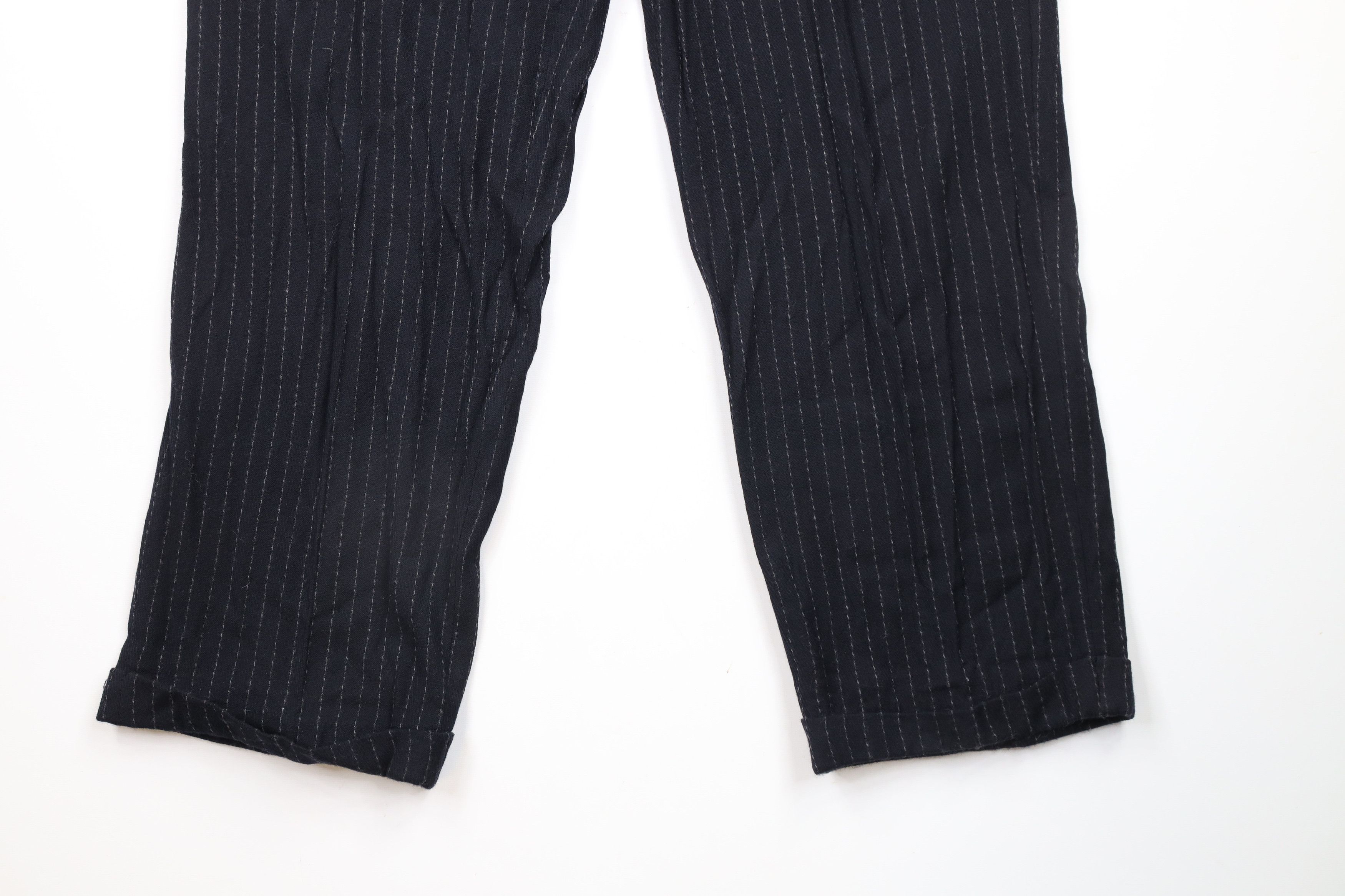 Vintage Vintage 90s Streetwear Striped Pleated Wool Wide Leg Pants Size US 36 / EU 52 - 4 Thumbnail