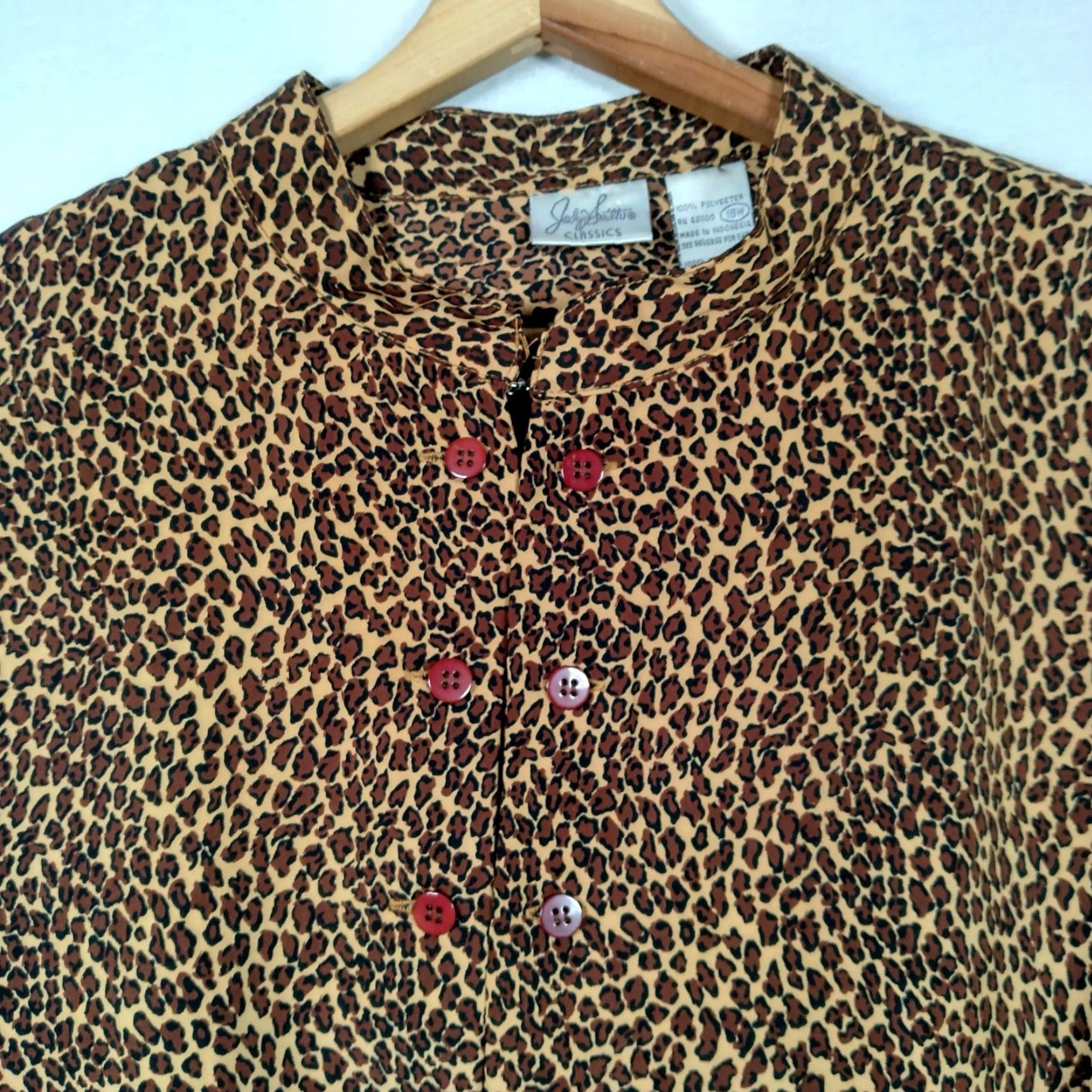 Vintage VINTAGE Jaclyn Smith Blouse Cat Print Long Sleeve 18W Brown Polyester Non-Stretch Animal Print Casual Business Party 18W Womens Size XXL / US 16-18 / IT 52-54 - 5 Thumbnail