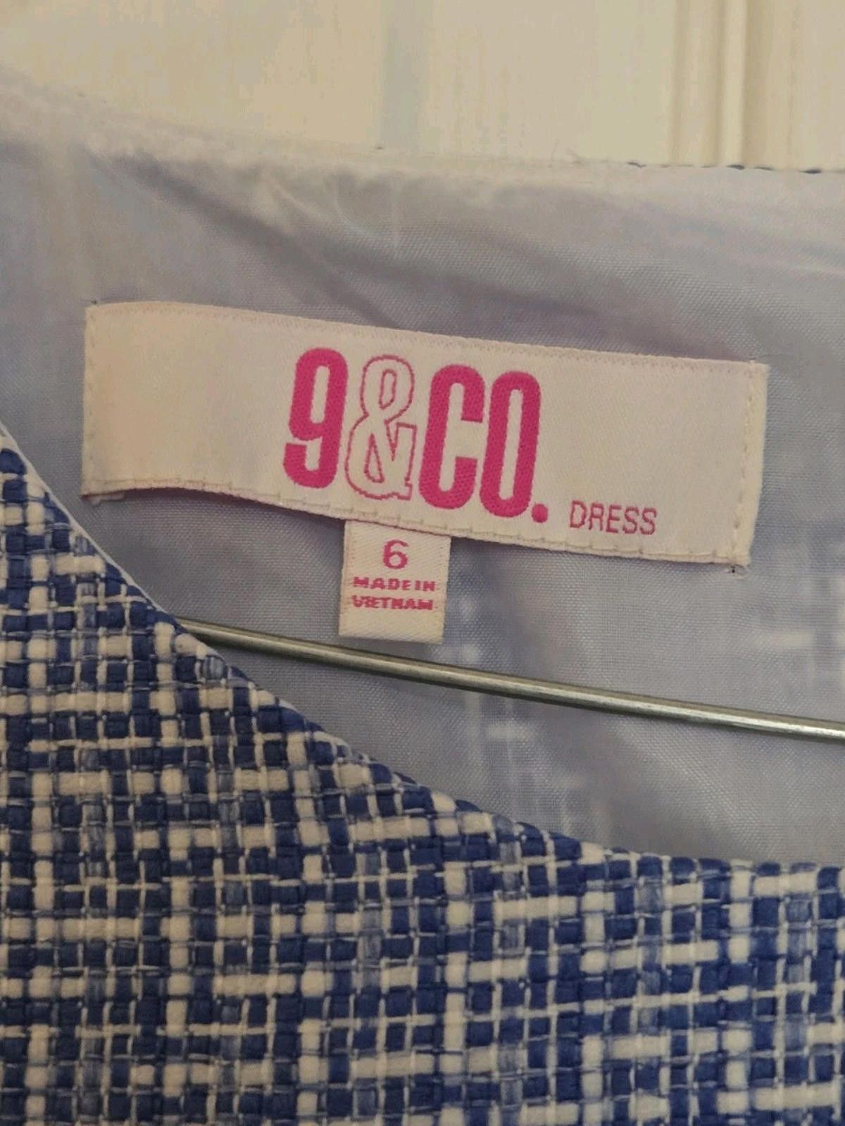 Nice Collective 9 & CO Midi Dress Size 6 Blue White Tweed Fit And Flare A Li Size M / US 6-8 / IT 42-44 - 9 Thumbnail