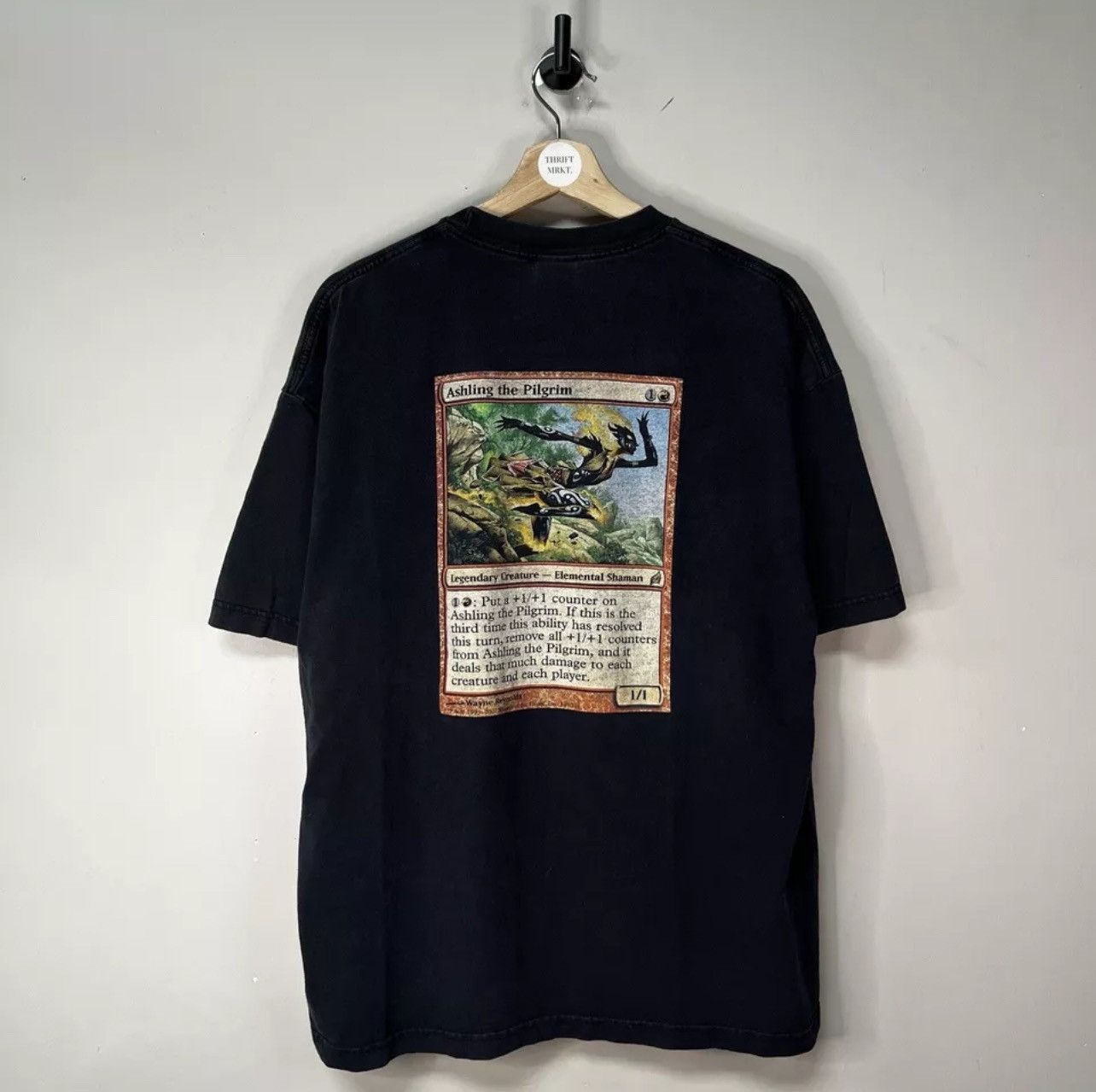 image of Vintage Magic The Gathering Ashling The Pilgrim Card Shirt in Black, Men's (Size XL)