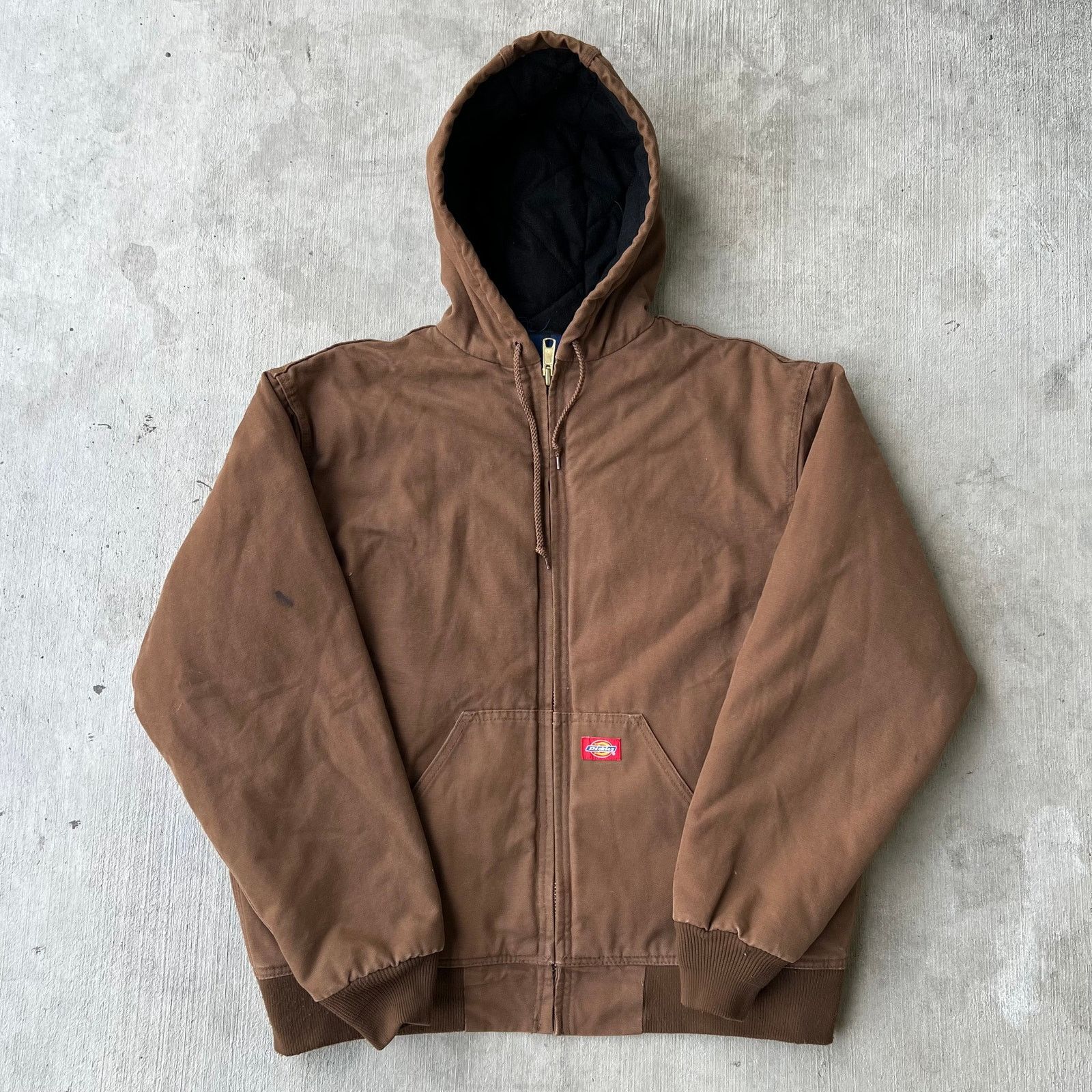 Vintage y2k dickies brown hooded work wear jacket