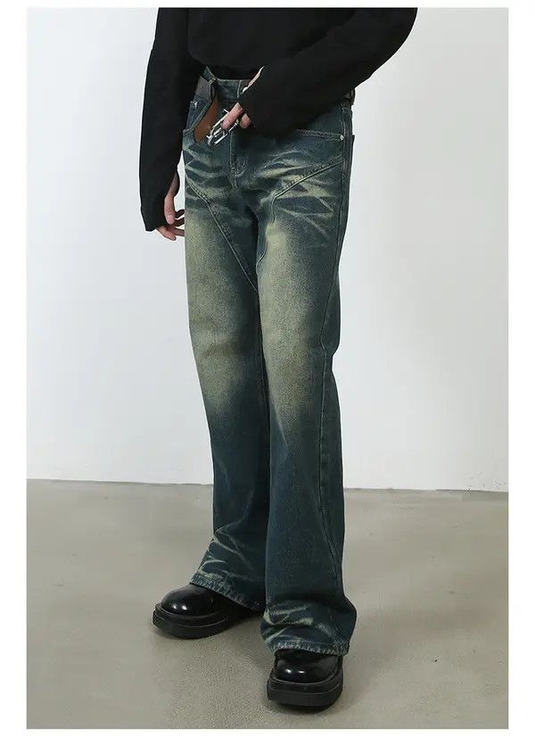 Japanese Brand Asaoka x Itou patchwork straight distressed flared jeans Size US 32 / EU 48 - 4 Thumbnail
