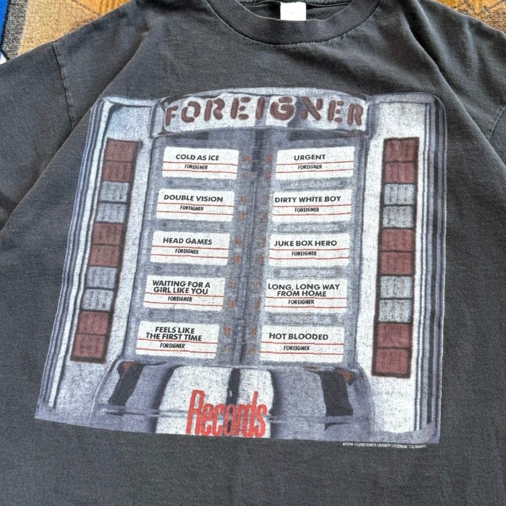 Doublet VINTAGE Foreigner 90s Rock Band Concert Tour T-Shirt XL Mens Short Sleeve Black Double Sided Fade Size US XL / EU 56 / 4 - 4 Thumbnail