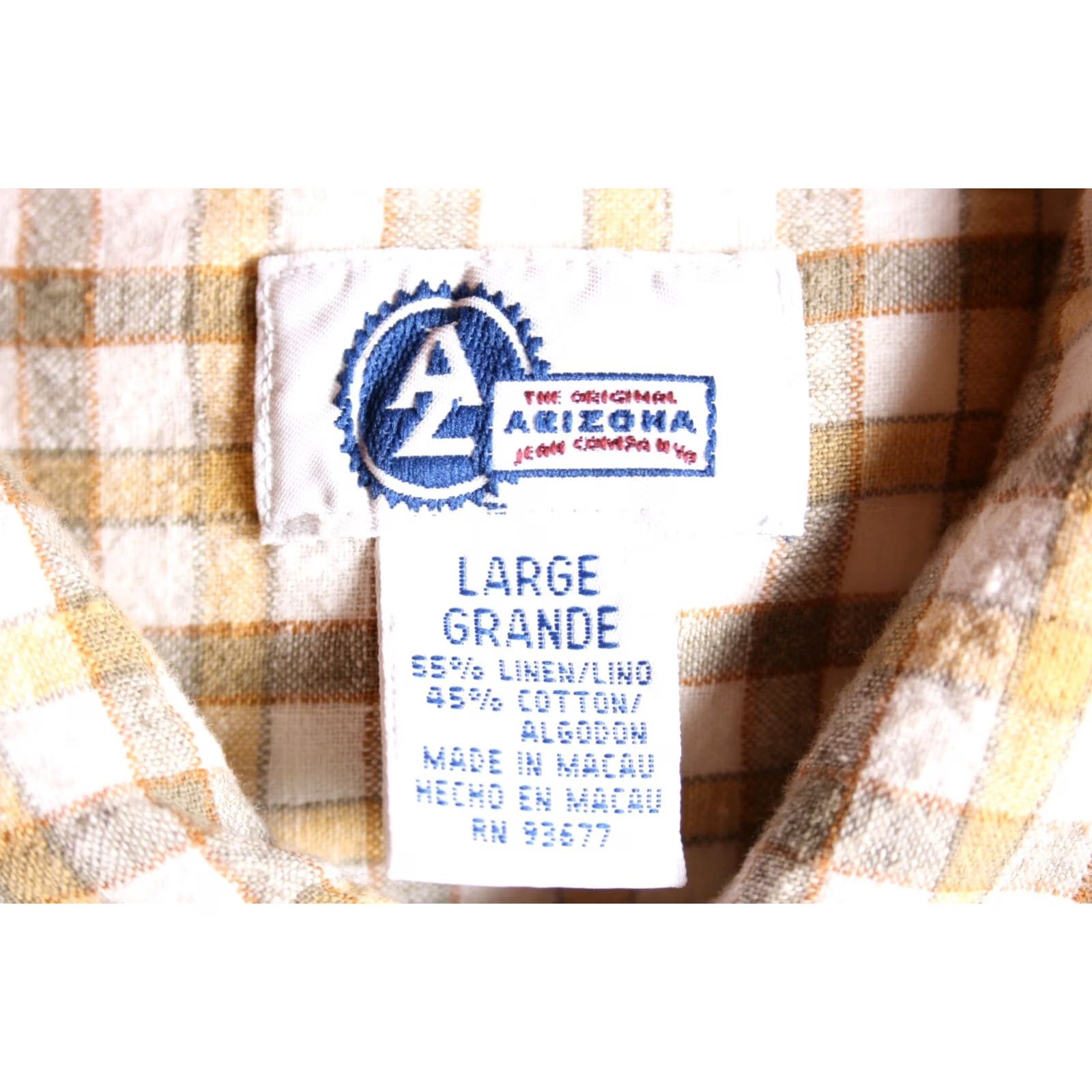 Vintage VINTAGE Arizona Jeans Shirt Mens Short Sleeve Yellow Check Loop Collar Sz L Size US L / EU 52-54 / 3 - 6 Thumbnail