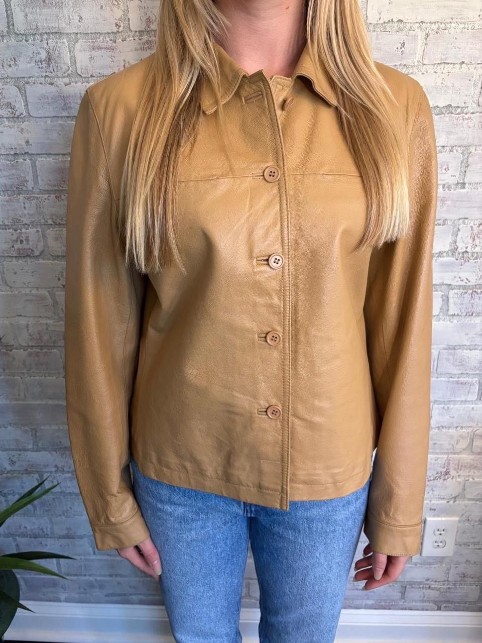 Other Vintage Tan Leather Jacket Size L / US 10 / IT 46 - 1 Thumbnail