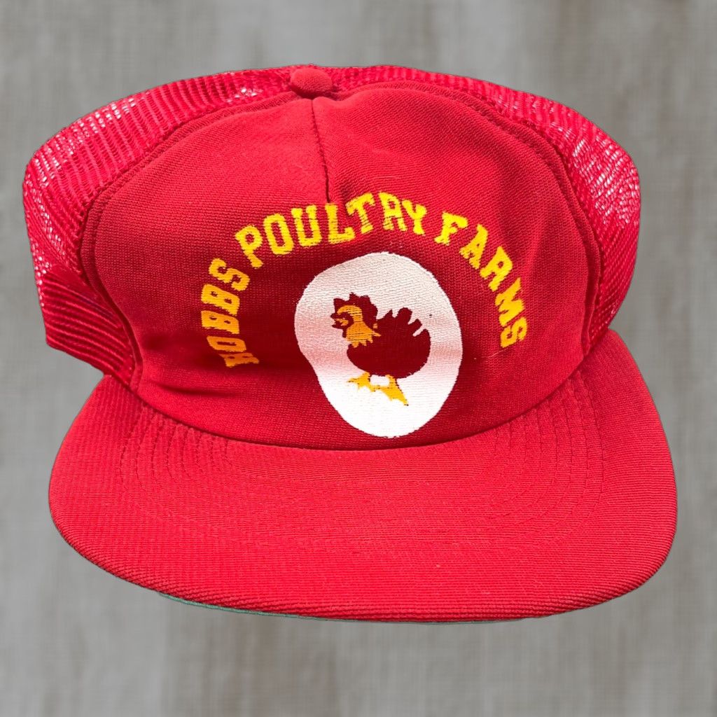 Vintage VINTAGE Farm Trucker Hat Cap Snap Back Blue USA 80s 90s Hobbs Poultry Chicken Adjustable Red Cotton Polyester Twill Men Hat USA 80s Retro Logo Outdoor Size ONE SIZE - 1 Thumbnail