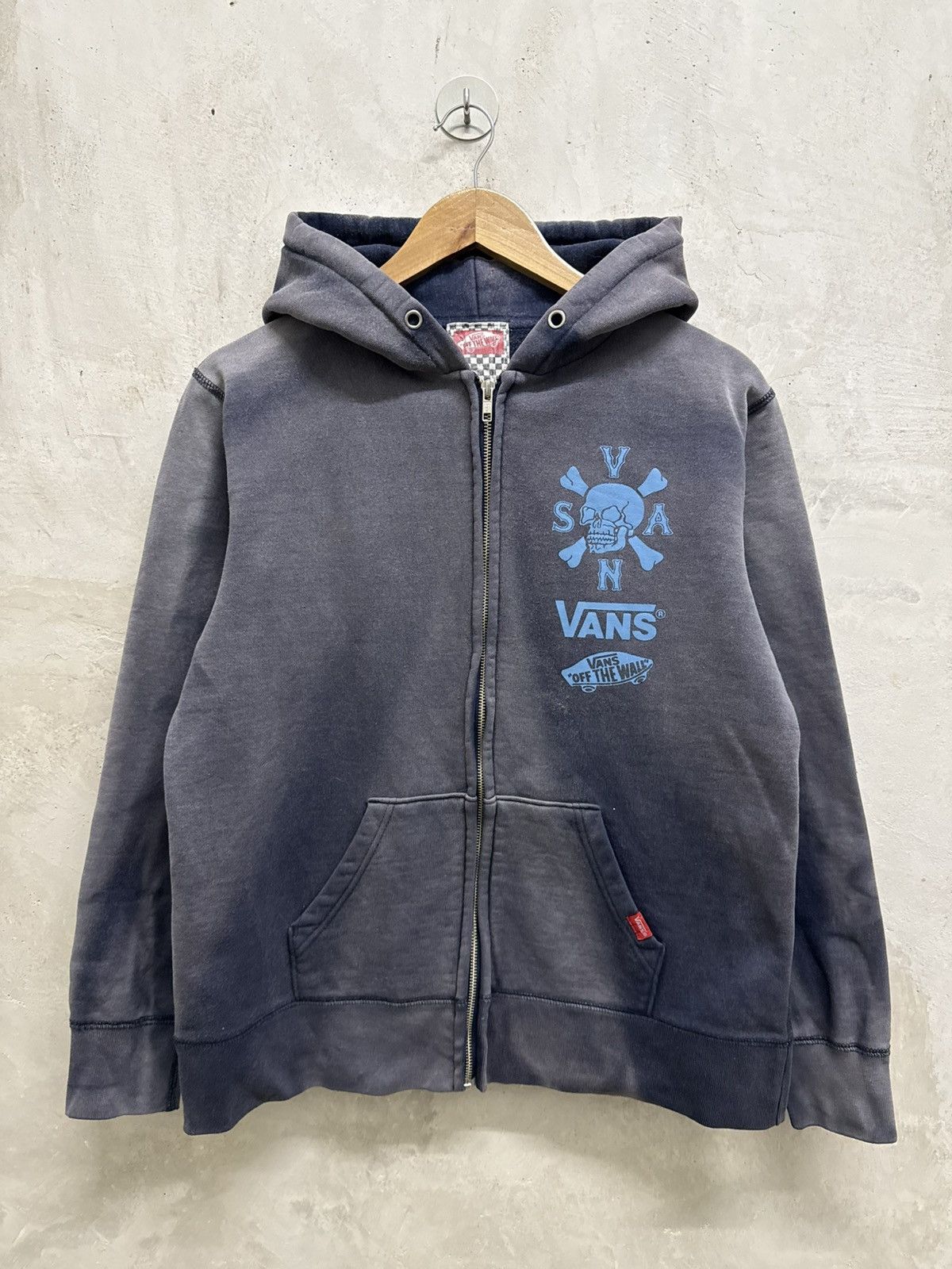Vans Thrashed Vans Skateboard Skull Faded Zipper Hoodie Size US M / EU 48-50 / 2 - 3 Thumbnail