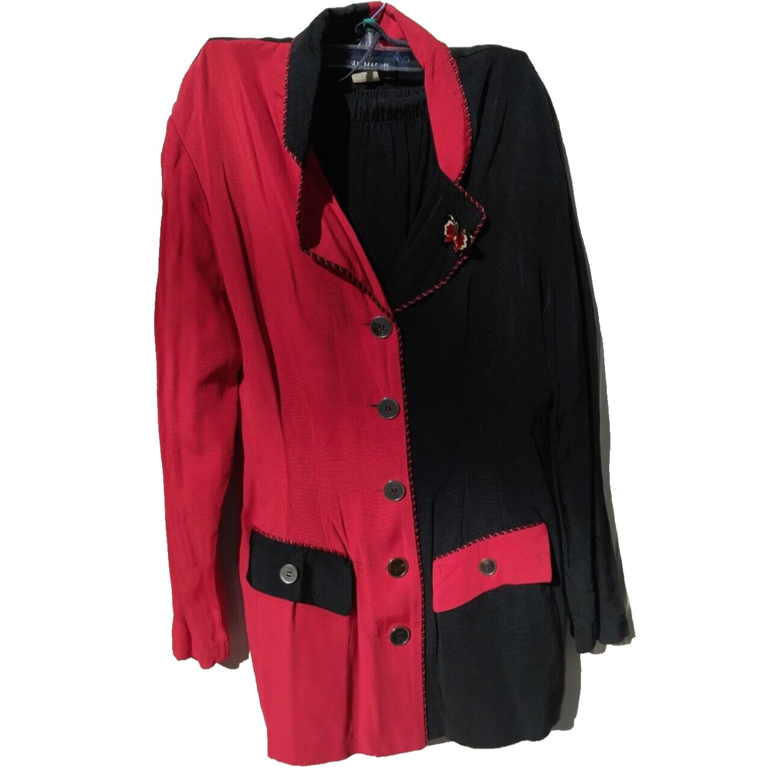 Other 90's Women's Paul Harris Black & Red Skirt Business Suit 5/6 Size M / US 6-8 / IT 42-44 - 1 Thumbnail