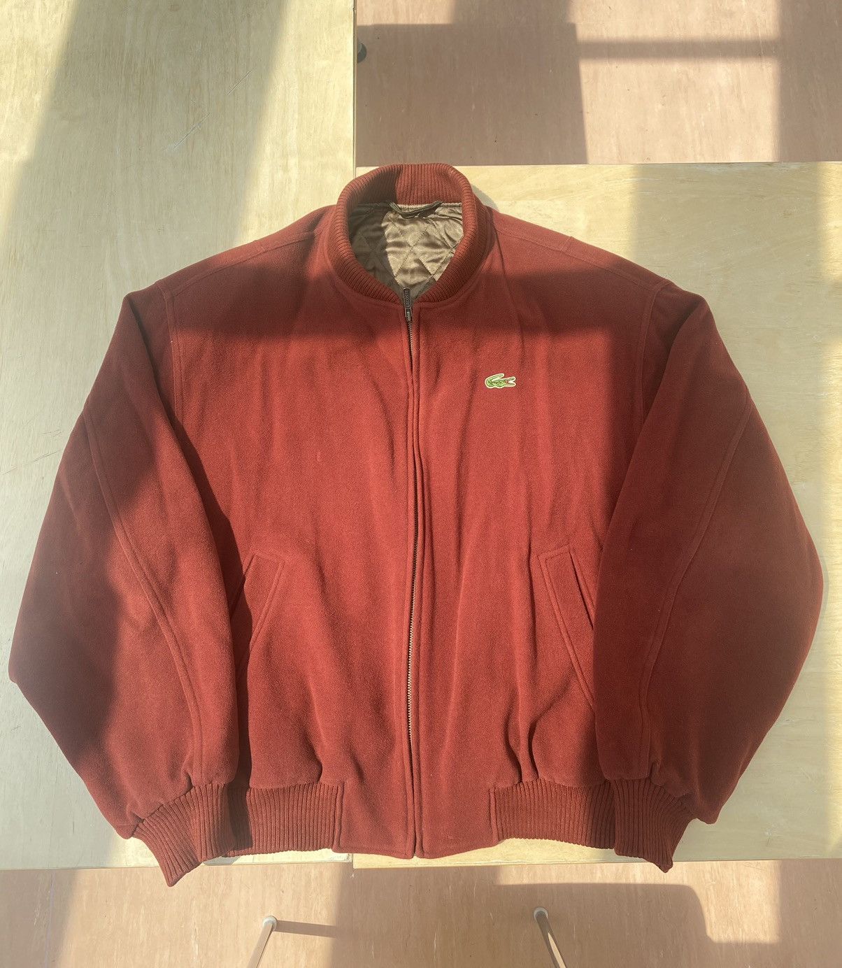 image of Vintage Lacoste Bomber Jacket in Brick Red, Men's (Size XL)