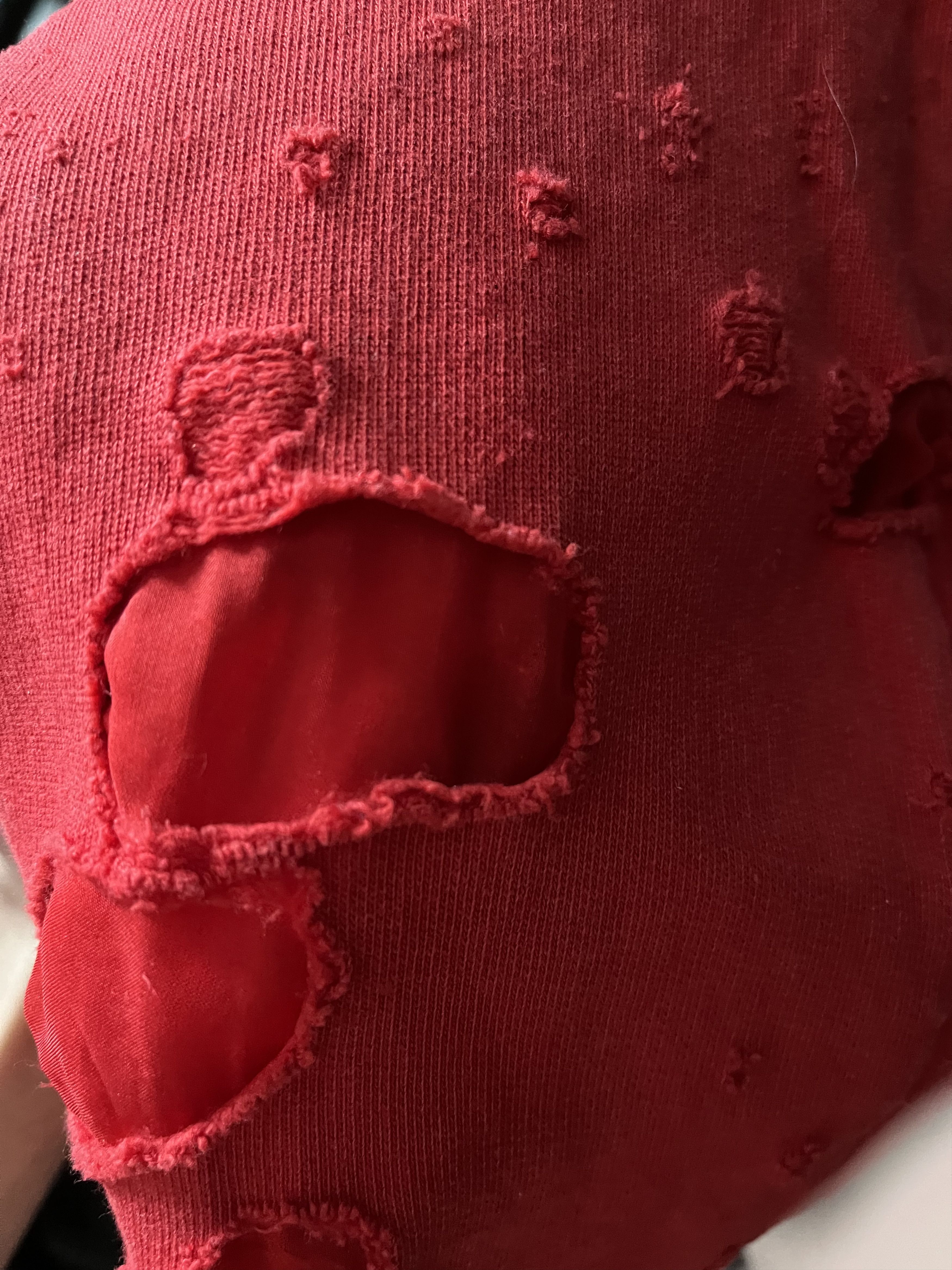 Givenchy Givenchy Red Distressed Hoodie Size US M / EU 48-50 / 2 - 2 Thumbnail