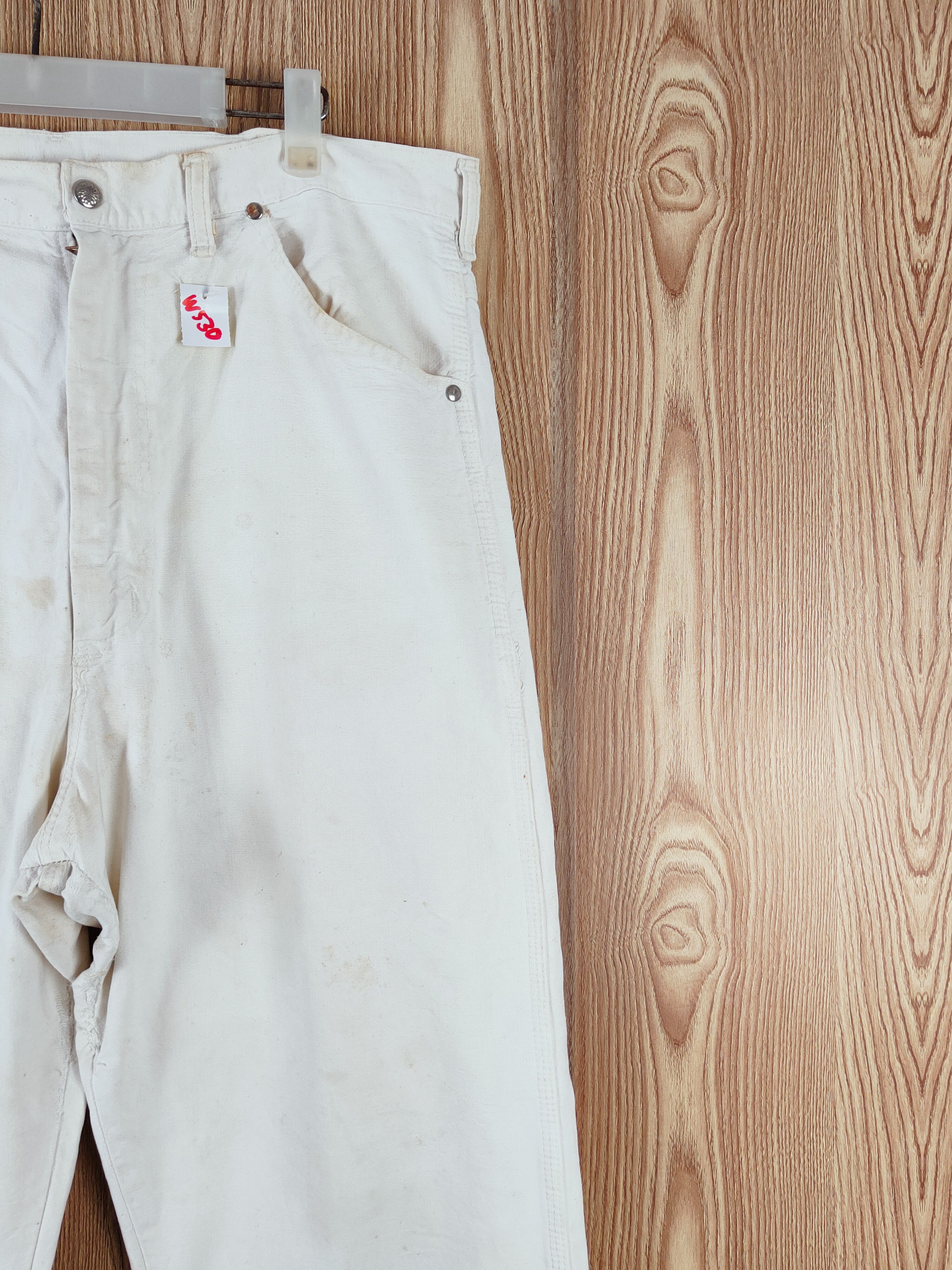 Vintage Blue Bell White Distressed Ripped Jeans #W530 Size US 36 / EU 52 - 6 Thumbnail