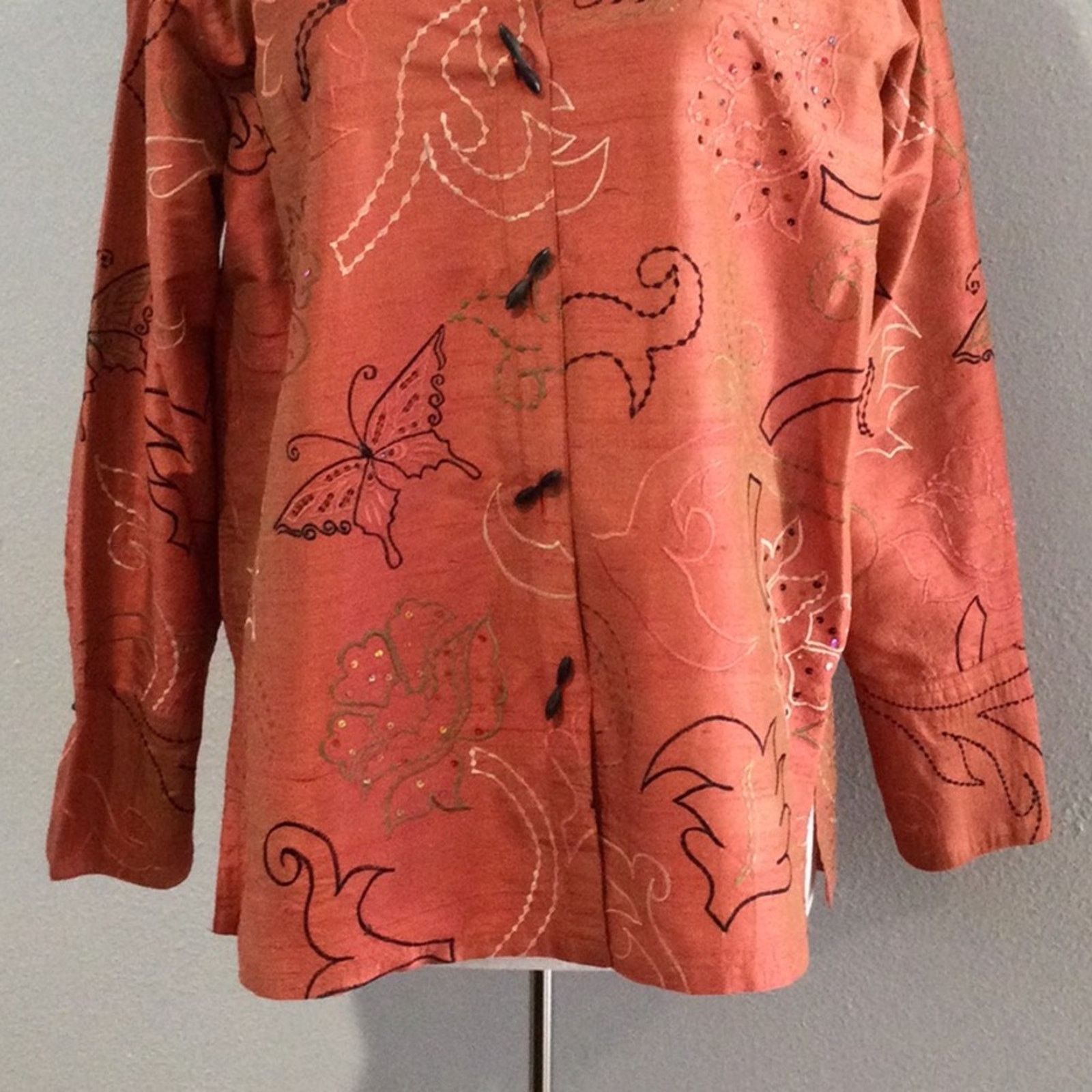 Other Yak Magik 100% Silk Embroidered Sequins Toggle Jacket M Size M / US 6-8 / IT 42-44 - 3 Thumbnail