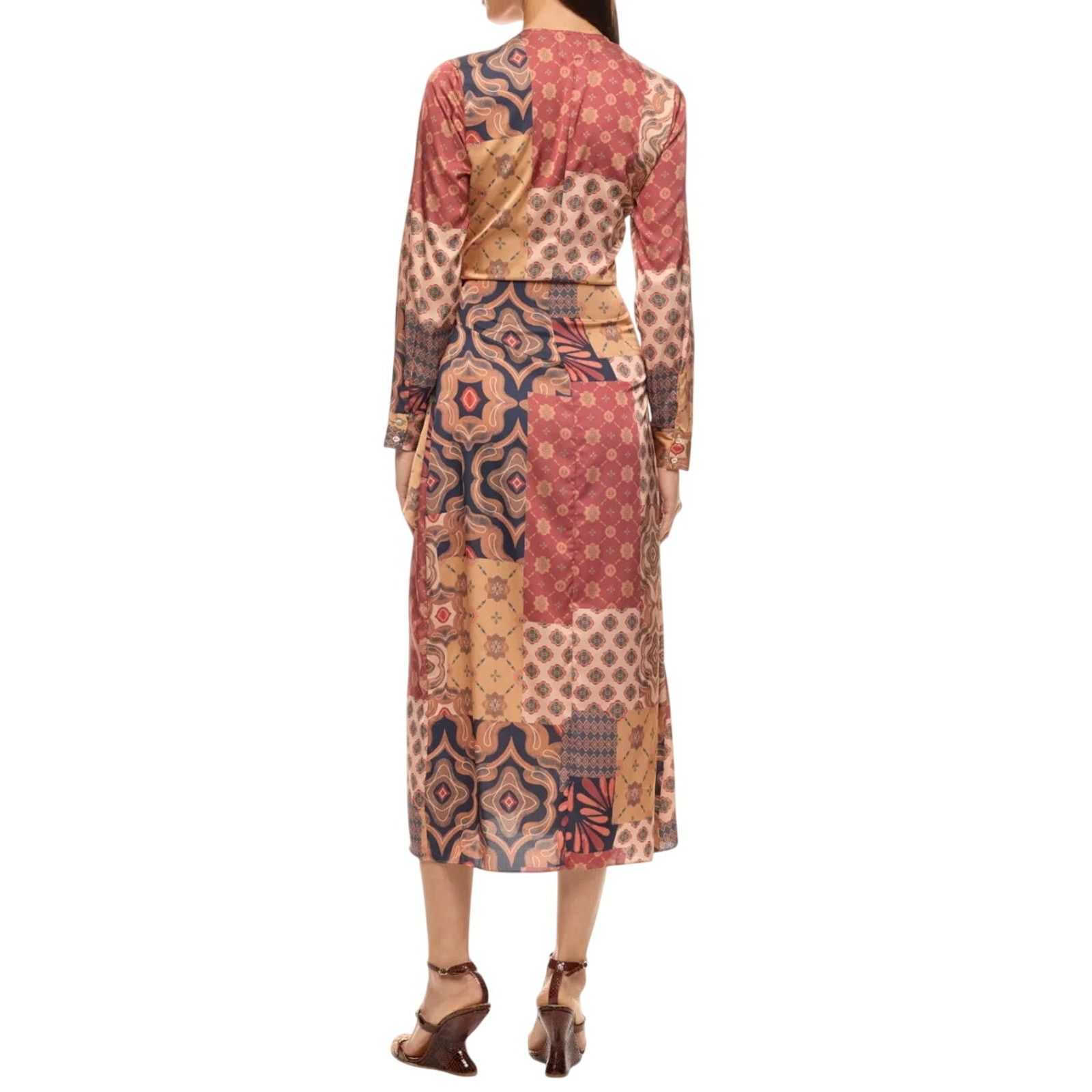 MISA Los Angeles MISA Los Angeles Eliza Patchwork Wrap Dress, Size M Size M / US 6-8 / IT 42-44 - 3 Thumbnail