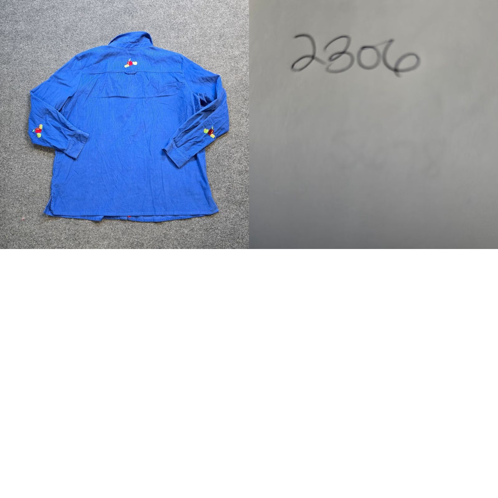 Quacker Factory Quacker Factory Blouse Women 1X Blue Embroidered Apples Corduroy Button Long Sleeve Size XL / US 12-14 / IT 48-50 - 8 Thumbnail