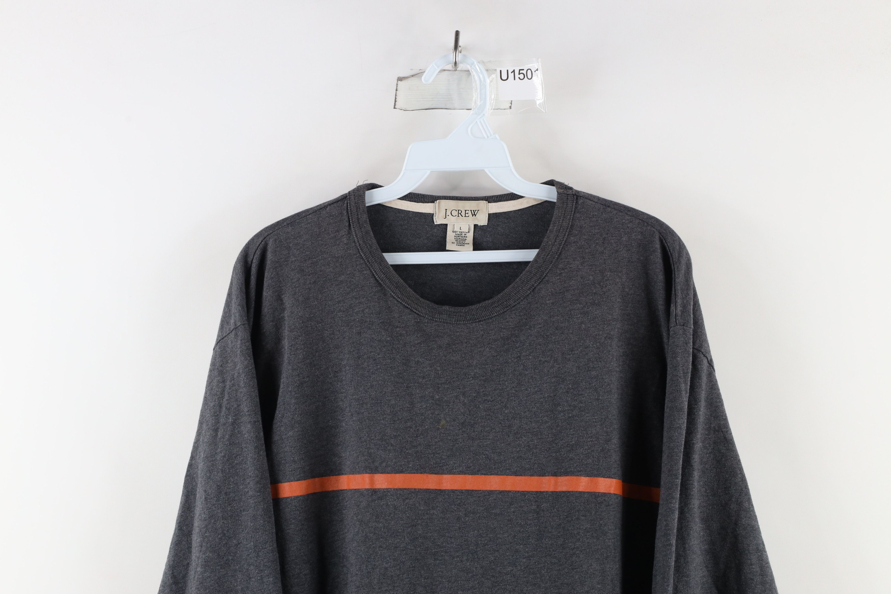 J.Crew × Vintage Vintage 90s J Crew Striped Long Sleeve T-Shirt Gray USA Size US L / EU 52-54 / 3 - 2 Thumbnail