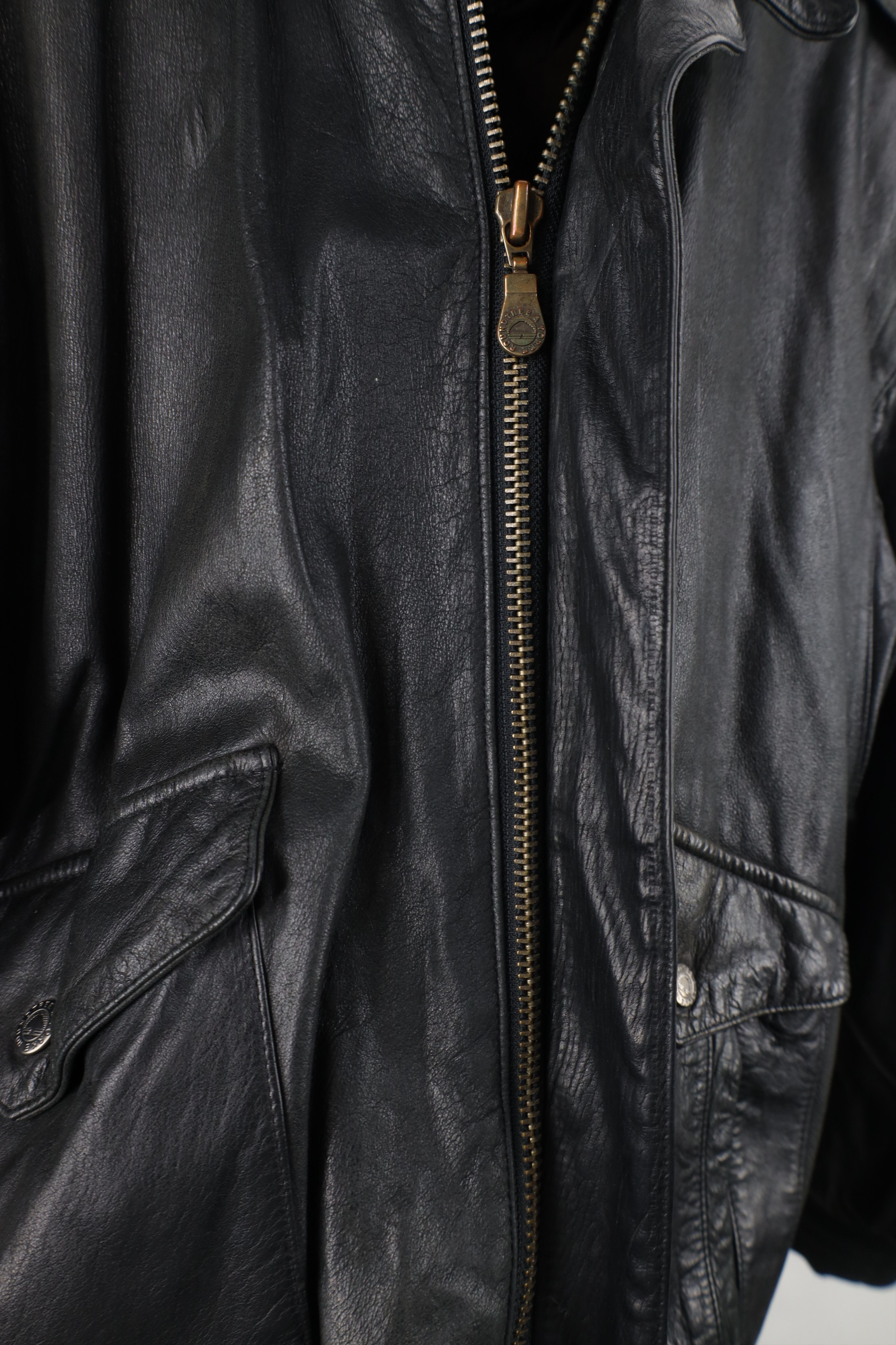Vintage Vintage 90s Streetwear Leather Flight Bomber Jacket Black Size US L / EU 52-54 / 3 - 10 Thumbnail