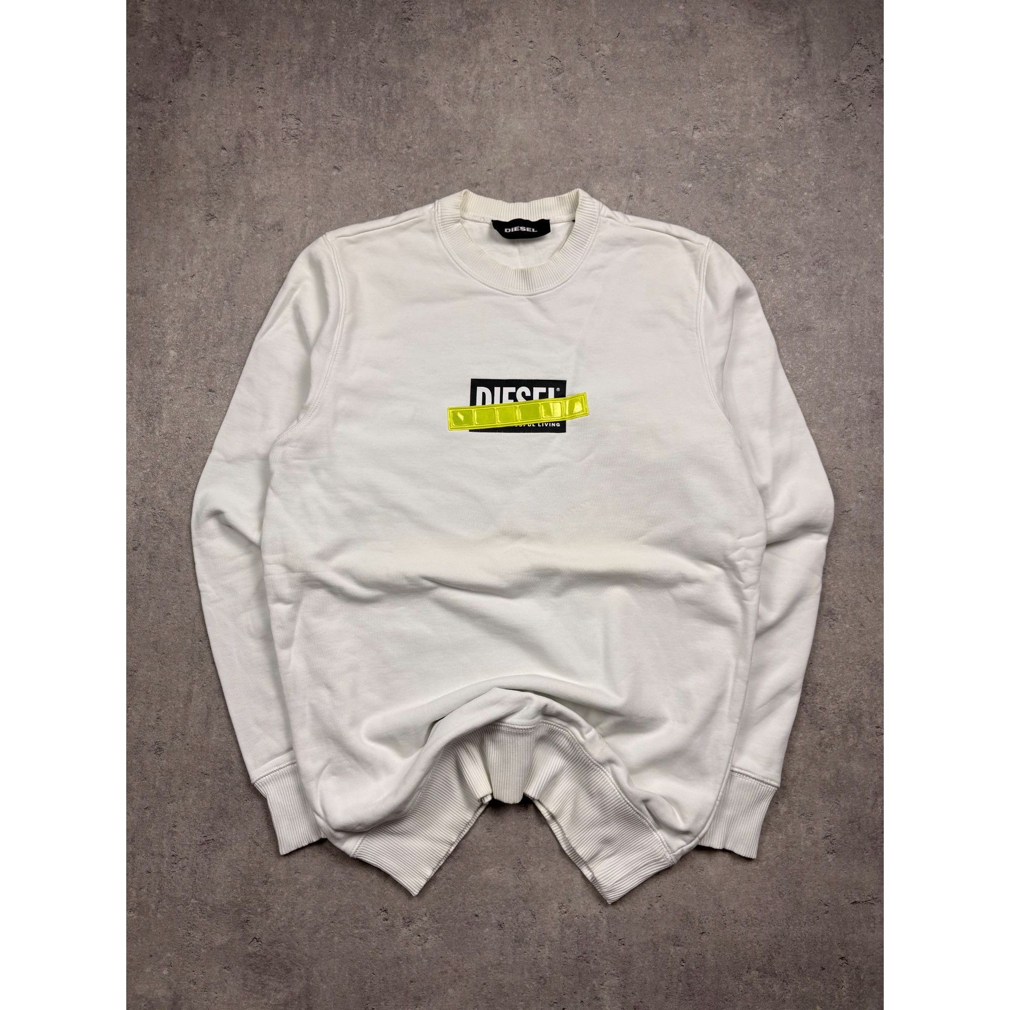 Diesel Diesel Mens White Sweatshirt With Neon Accents Size S Cotton Size US S / EU 44-46 / 1 - 1 Thumbnail