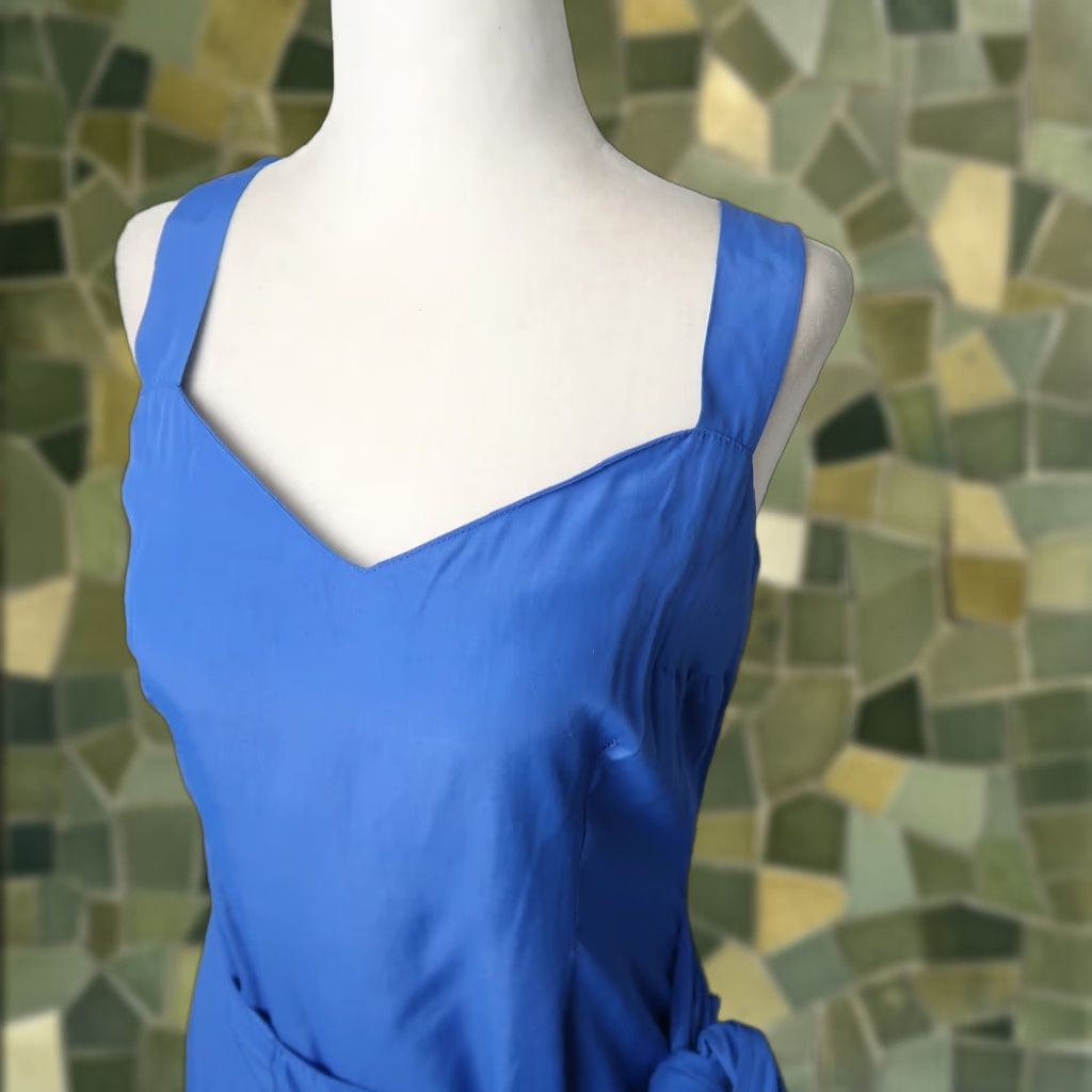 Vintage VINTAGE 80s cerulean blue wrap front midi party dress 5 Size S / US 4 / IT 40 - 1 Thumbnail