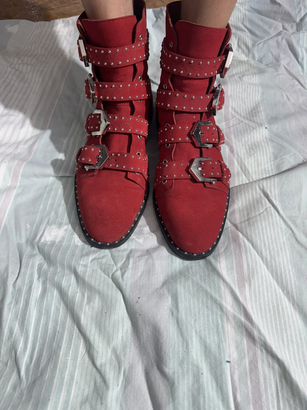 Givenchy GIVENCHY Women’s Boots – Red Leather Ankle Boots Size US 10 / IT 40 - 7 Thumbnail