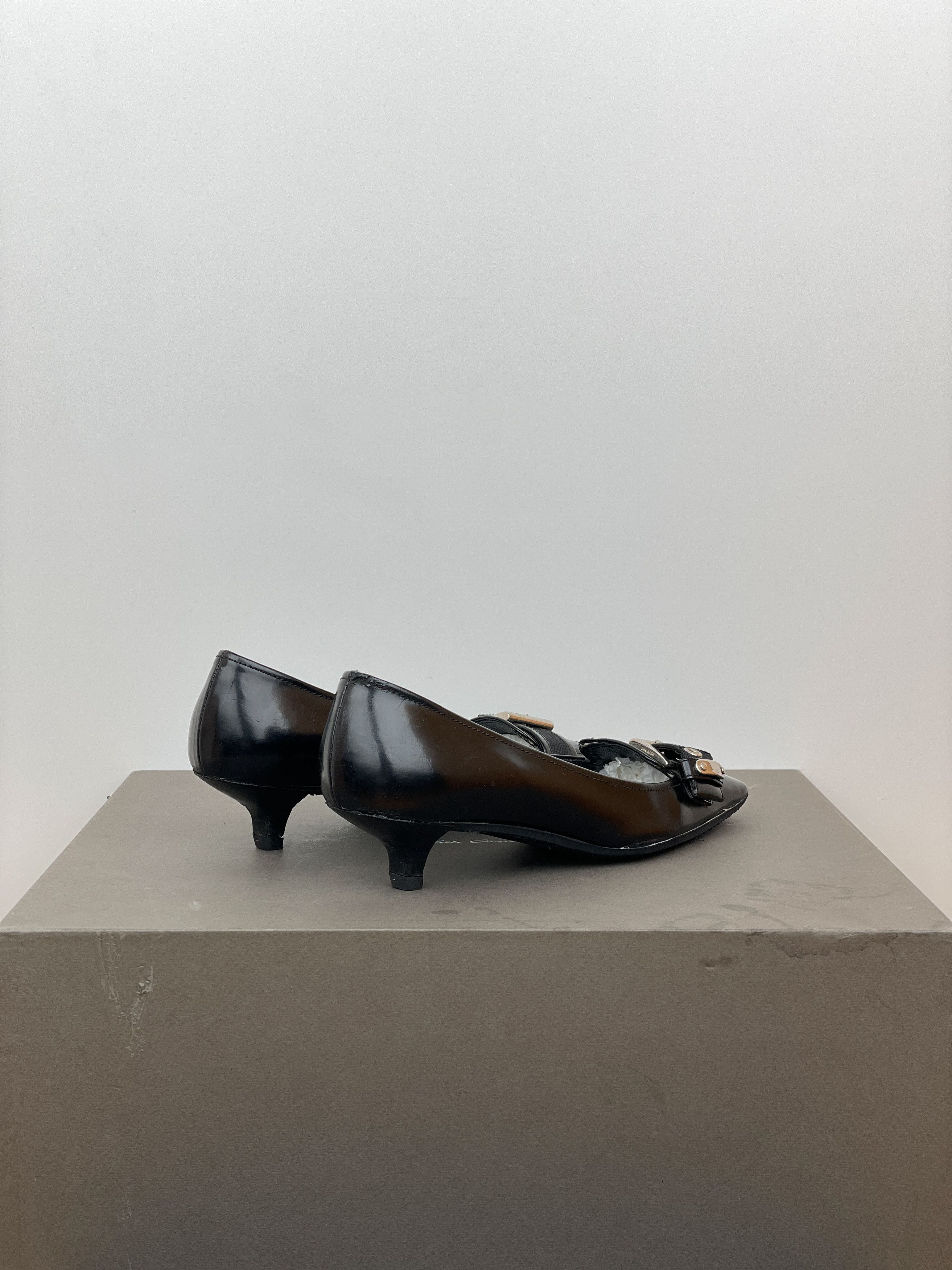Prada Prada 2000s Square Toe Buckle-Strap Pump Kitten Heels Size US 7 / IT 37 - 2 Thumbnail