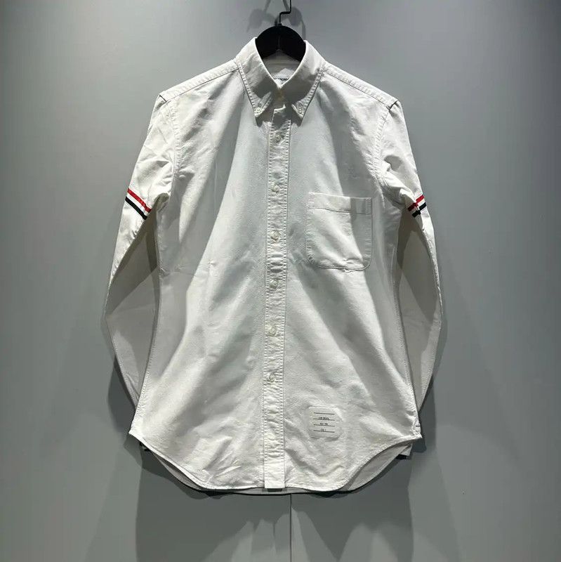 Thom Browne Thom Browne White Long Sleeve Shirt for Men 0089 Size US L / EU 52-54 / 3 - 1 Thumbnail