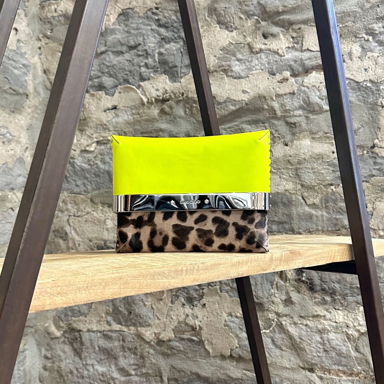 Jimmy Choo Jimmy Choo Neon Yellow Pony Hair Leopard Daphne Clutch Size ONE SIZE - 1 Thumbnail