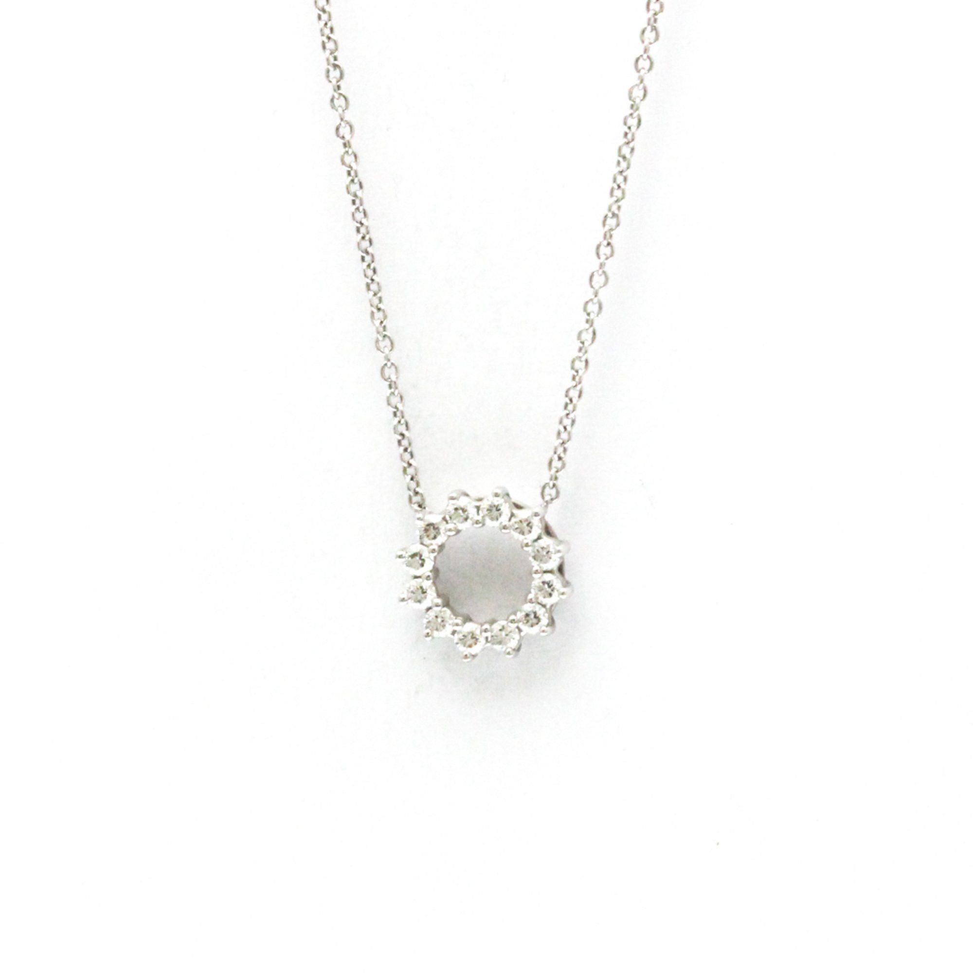 Tiffany Open Circle Mini Diamond Necklace Platinum Diamond MenWomen Fashion Pendant Necklace (Silver)
